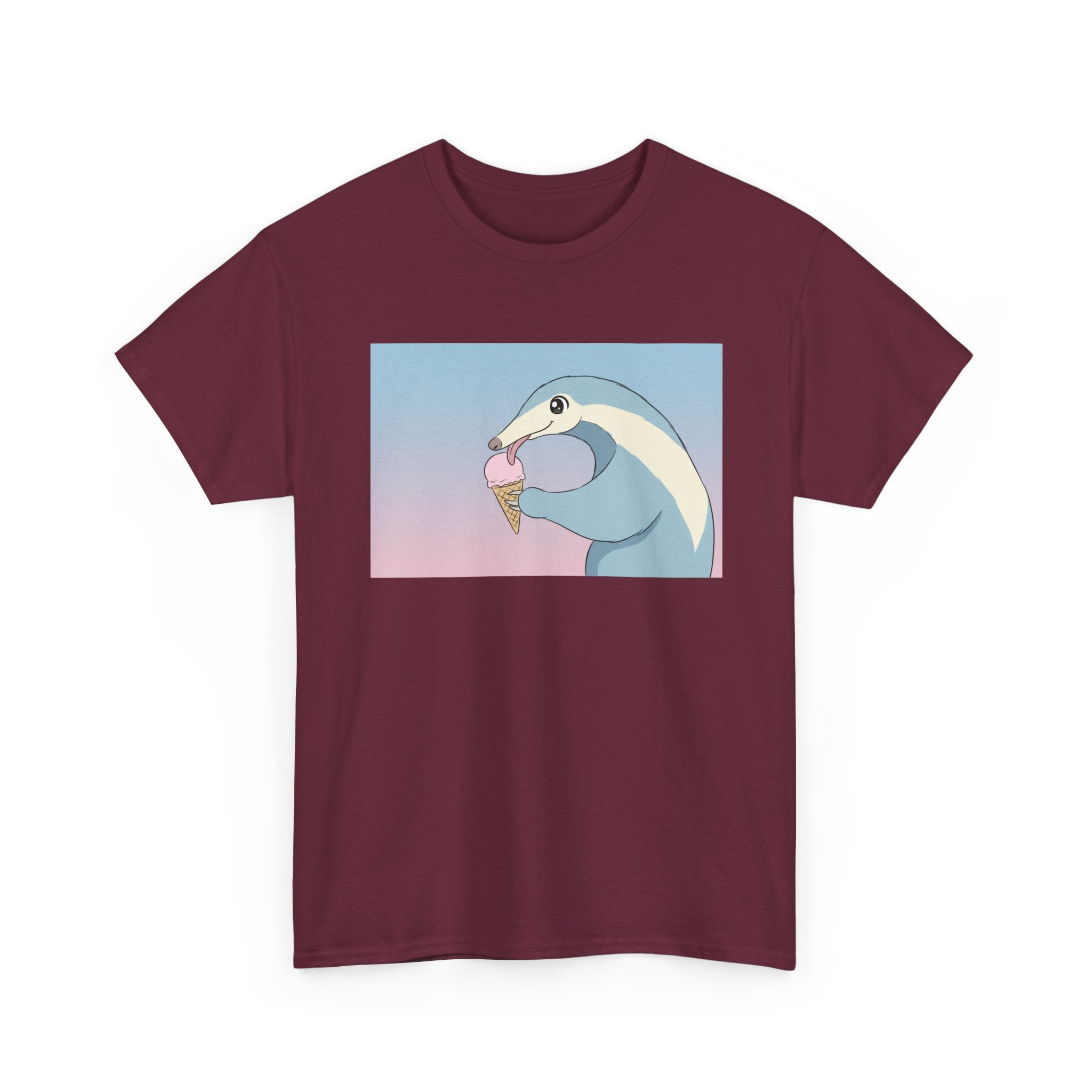 Anteater Eating Ice Cream T-Shirt — Cute Pastel Animal Graphic Tee - Adult