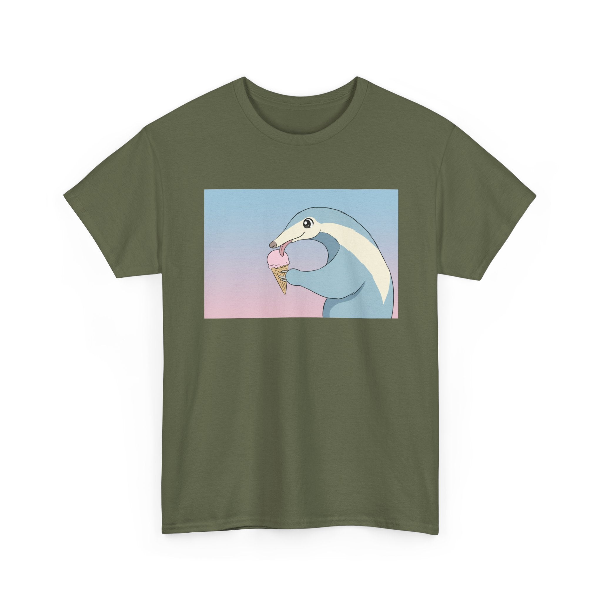 Anteater Eating Ice Cream T-Shirt — Cute Pastel Animal Graphic Tee - Adult