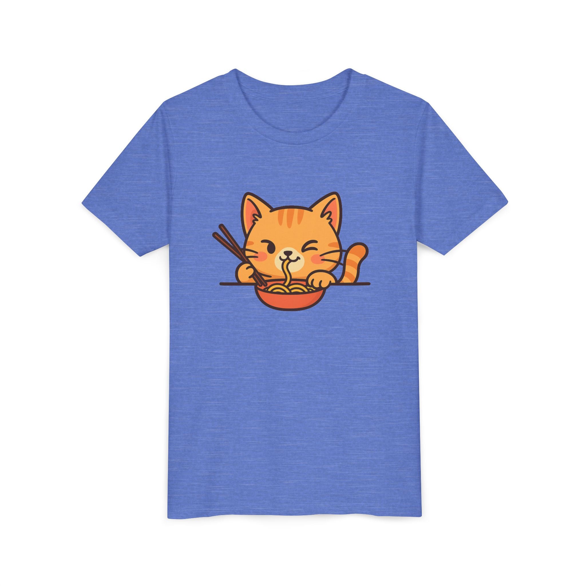 Kids Cat Eating Ramen T-Shirt – Cute Anime Noodle Kitty Youth Tee - Kids
