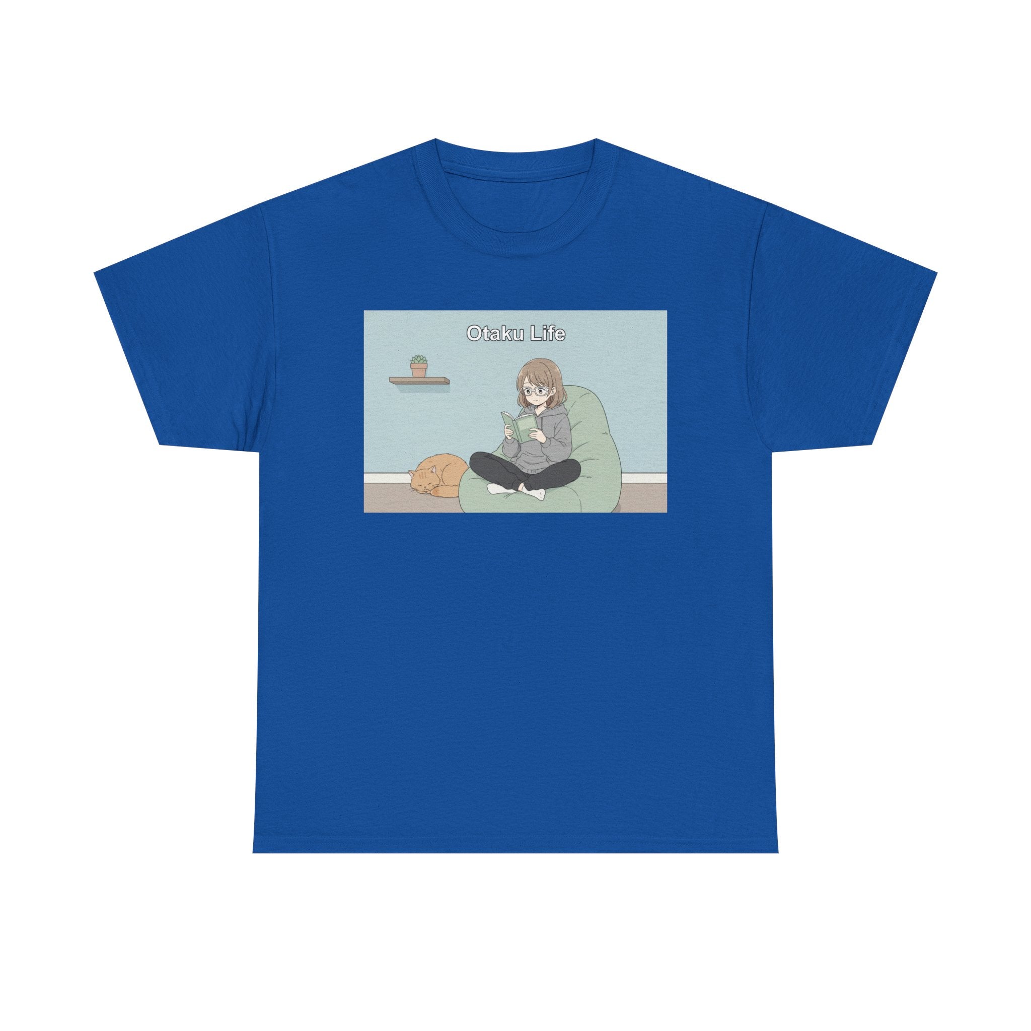 Cozy Cat Girl Otaku Long Sleeve Tee - 'Chill Vibes' Anime Girl Relaxing Graphic T-Shirt