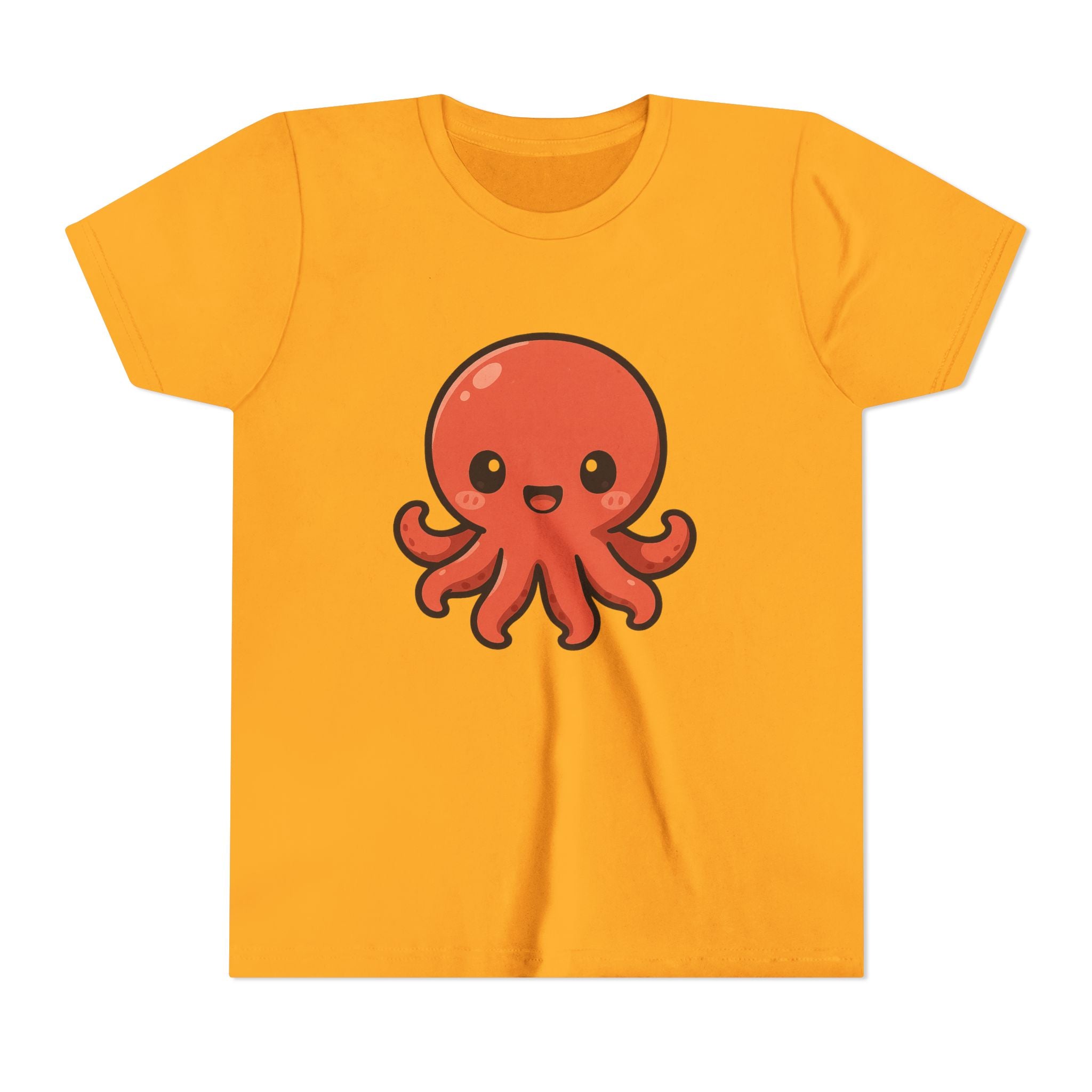 Cute Red Octopus Youth Tee — Kawaii Sea Animal Kids T-Shirt
