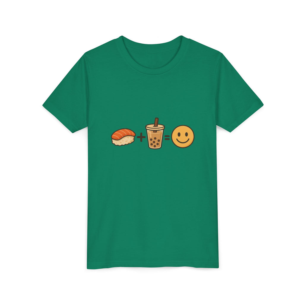 Youth Tee — Sushi + Bubble Tea = Happy Emoji Kids Shirt