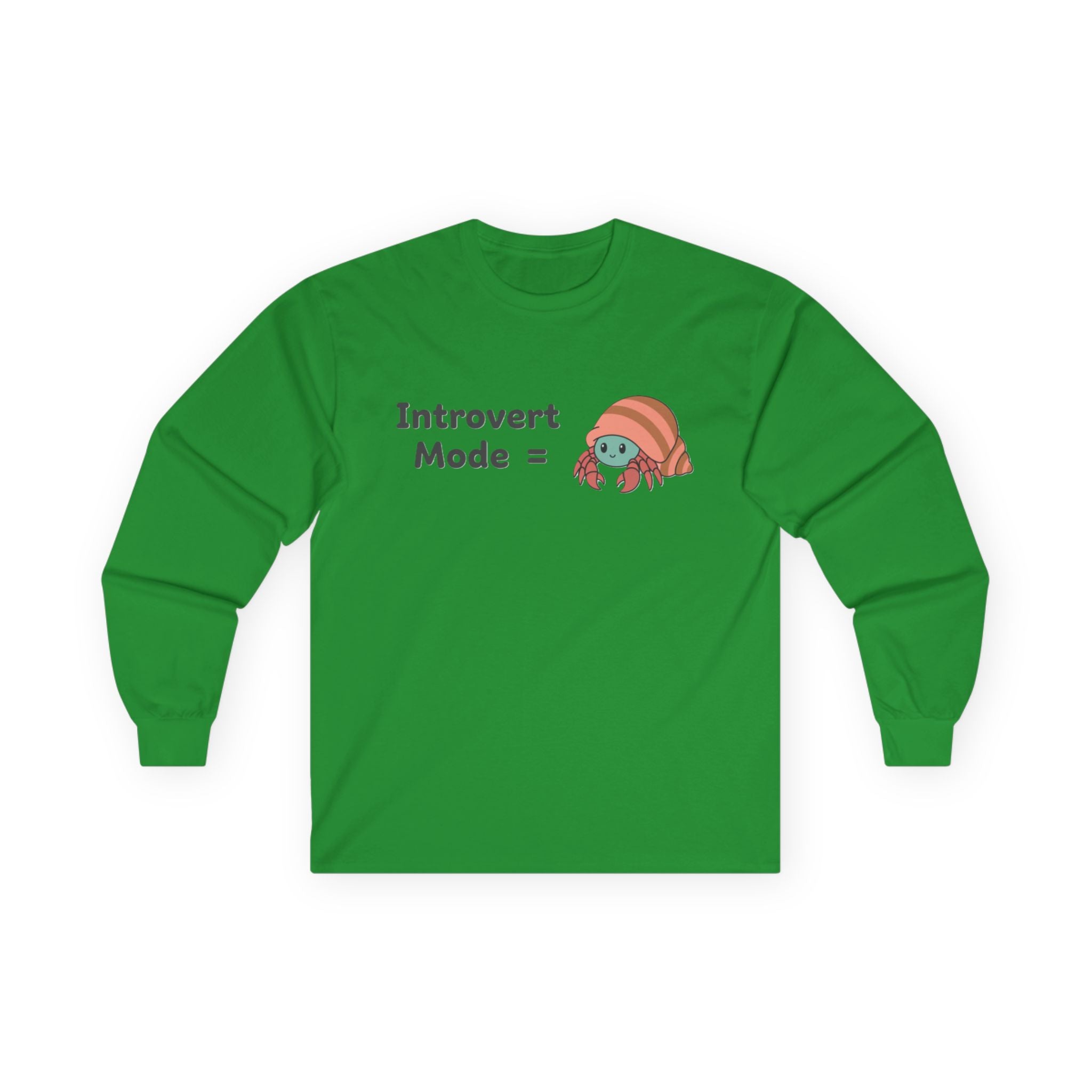 Introvert Mode Hermit Crab Long Sleeve Tee — Cute Hermit Crab Graphic - Adult