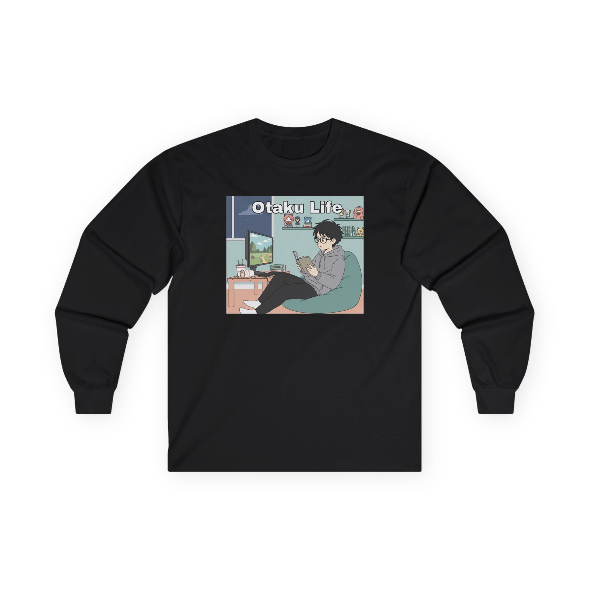 Otaku Life Long Sleeve Tee — Anime Lover Graphic Shirt - Adult