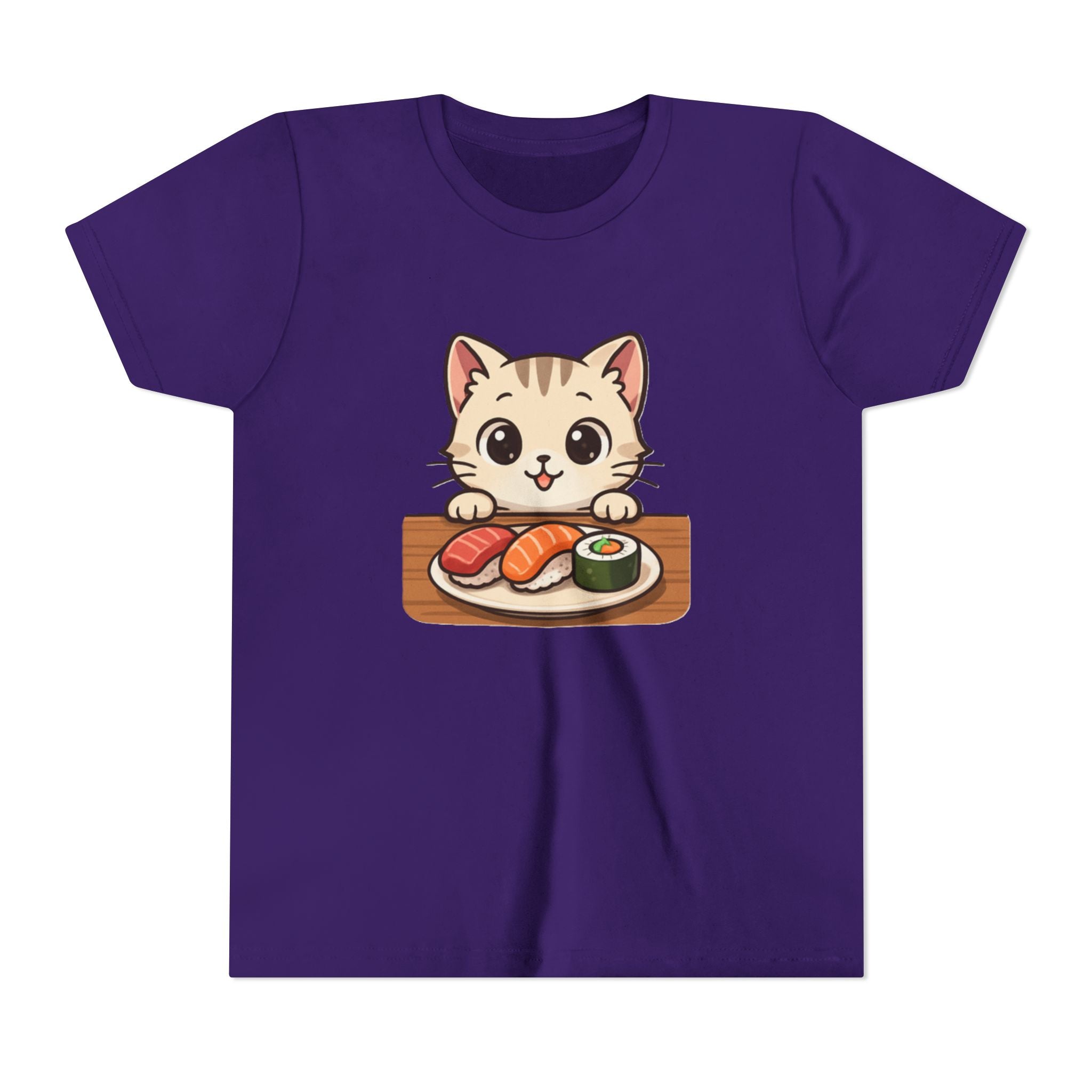 Kids Sushi Cat T-Shirt — Cute Kitty Eating Sushi Youth Tee