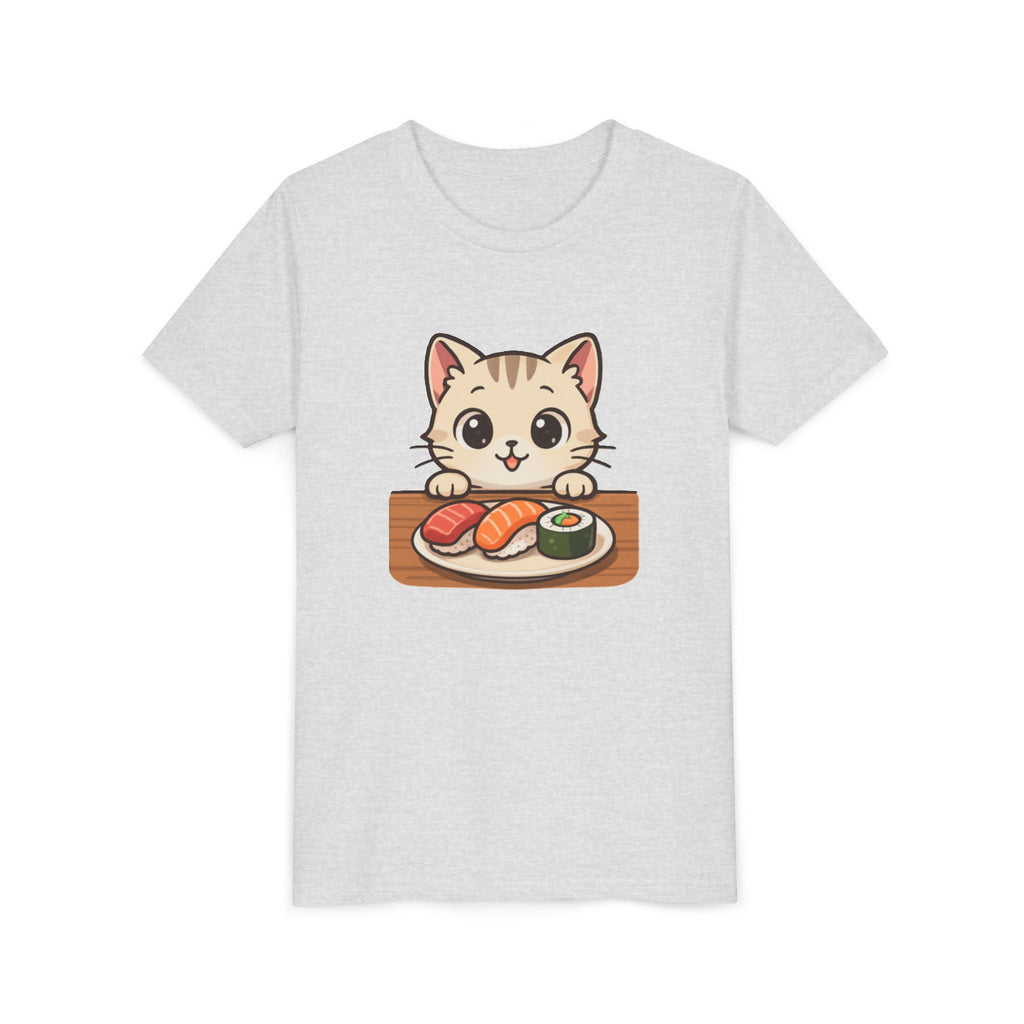 Kids Sushi Cat T-Shirt — Cute Kitty Eating Sushi Youth Tee