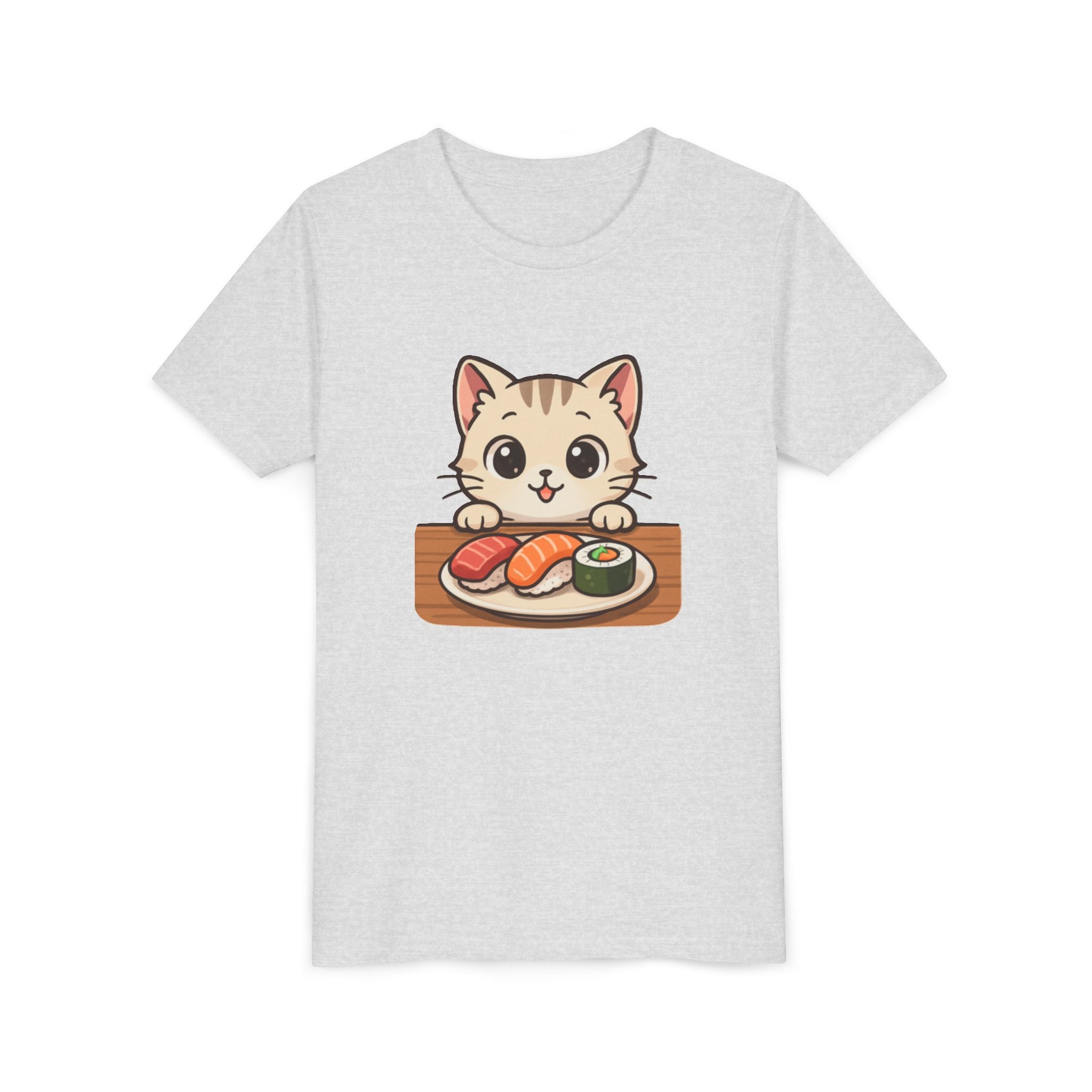 Kids Sushi Cat T-Shirt — Cute Kitty Eating Sushi Youth Tee