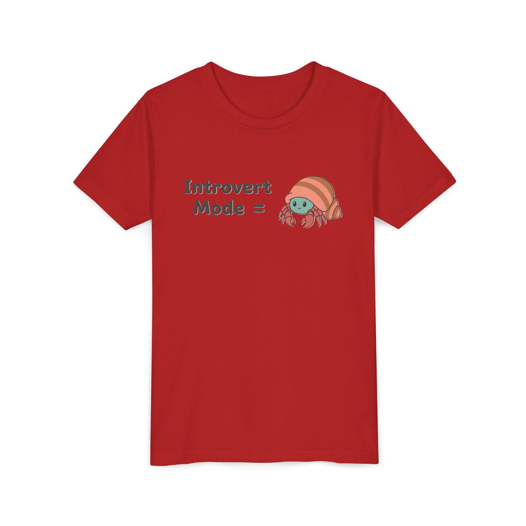 Introvert Mode Kids Tee — Cute Hermit Crab Graphic Youth Shirt