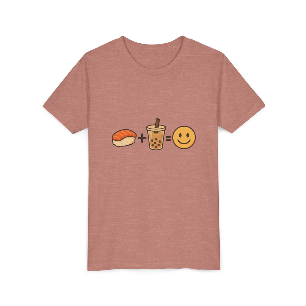 Youth Tee — Sushi + Bubble Tea = Happy Emoji Kids Shirt