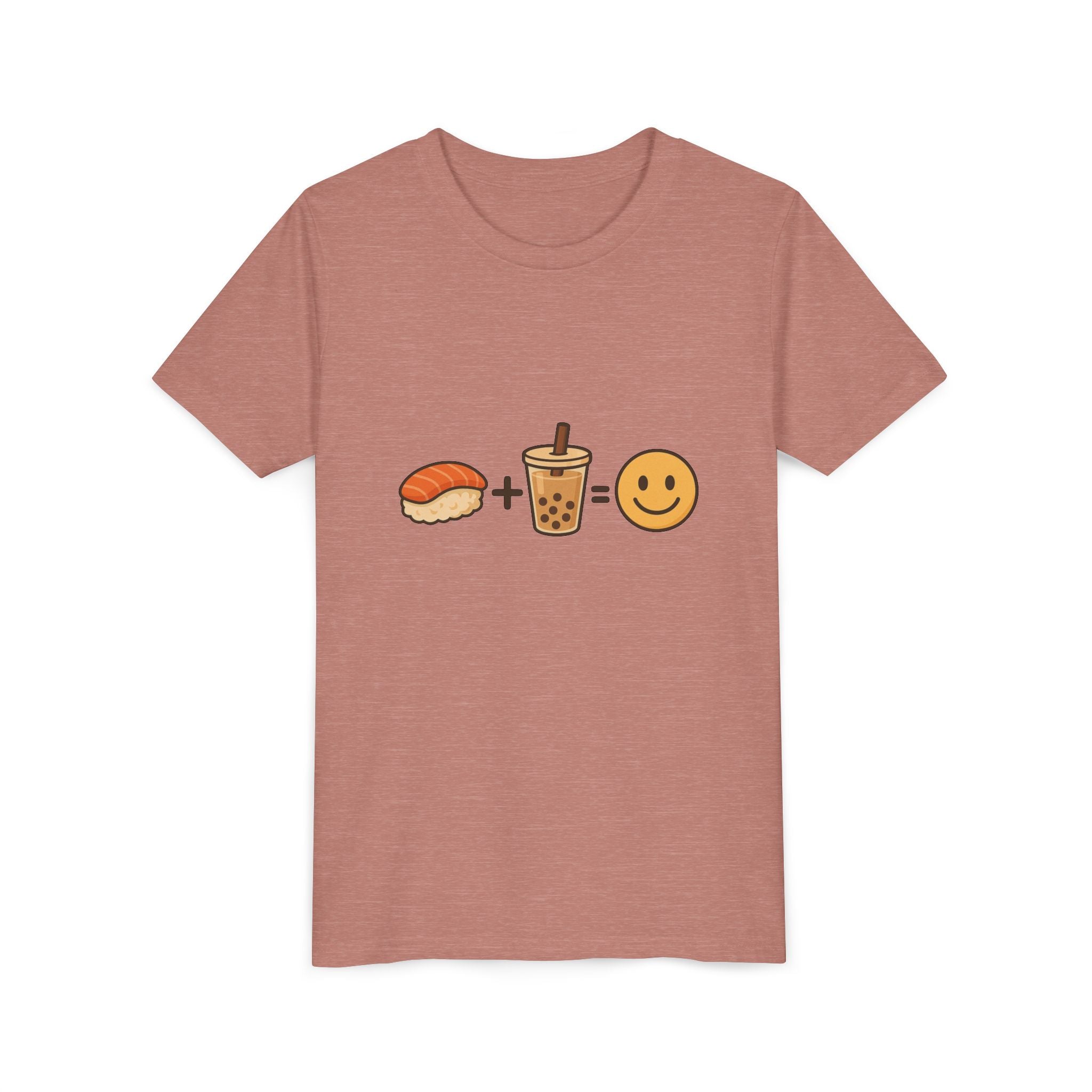 Youth Tee — Sushi + Bubble Tea = Happy Emoji Kids Shirt