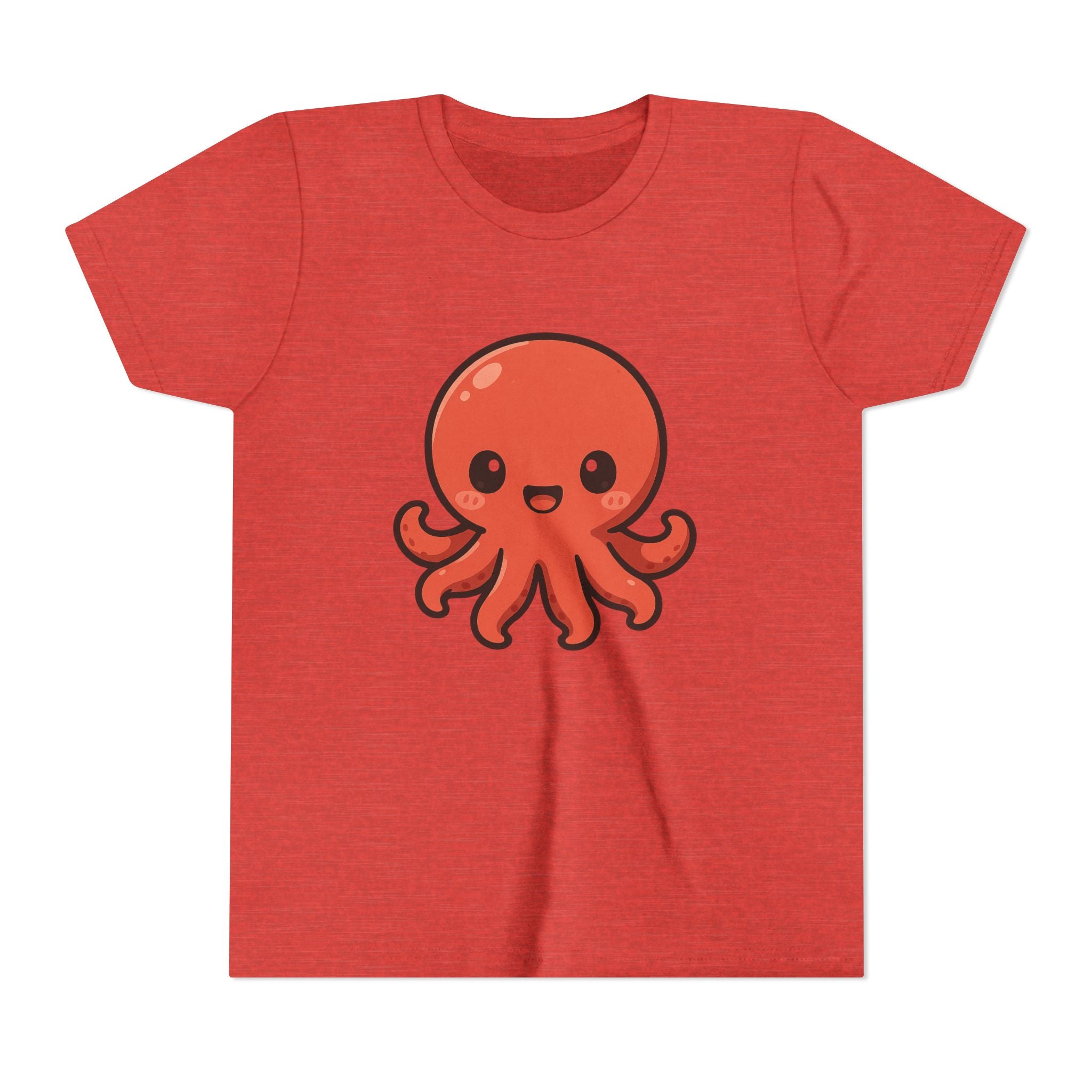 Cute Red Octopus Youth Tee — Kawaii Sea Animal Kids T-Shirt