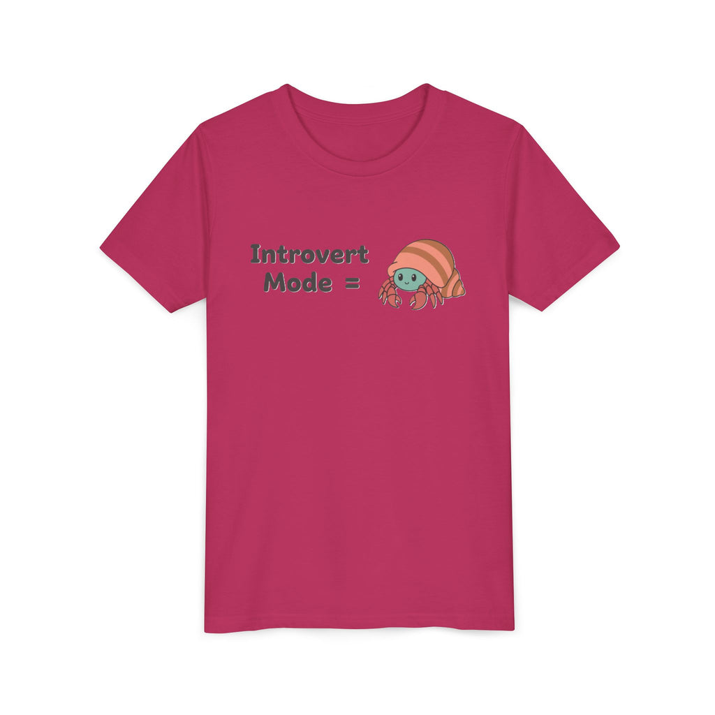 Introvert Mode Kids Tee — Cute Hermit Crab Graphic Youth Shirt