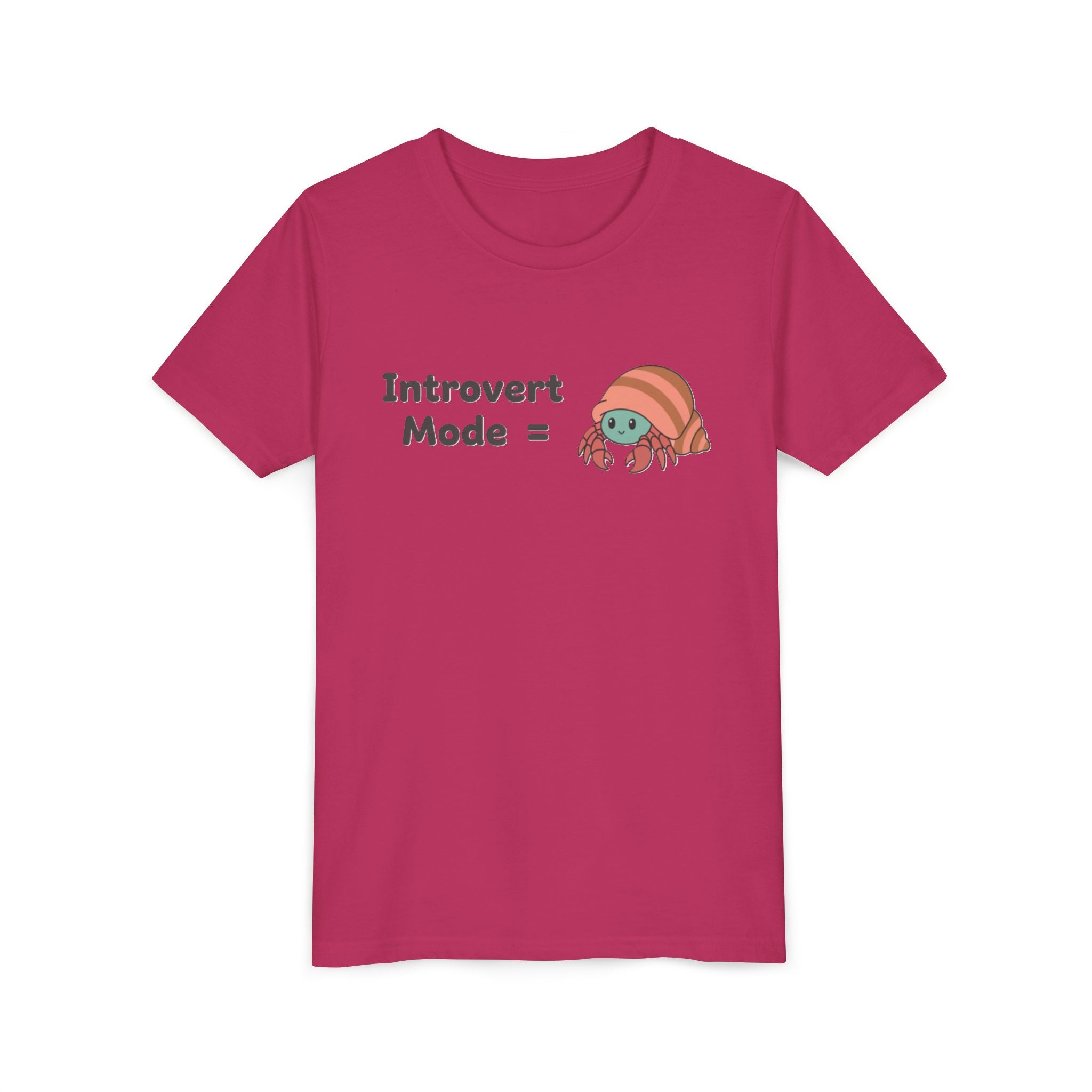 Introvert Mode Kids Tee — Cute Hermit Crab Graphic Youth Shirt