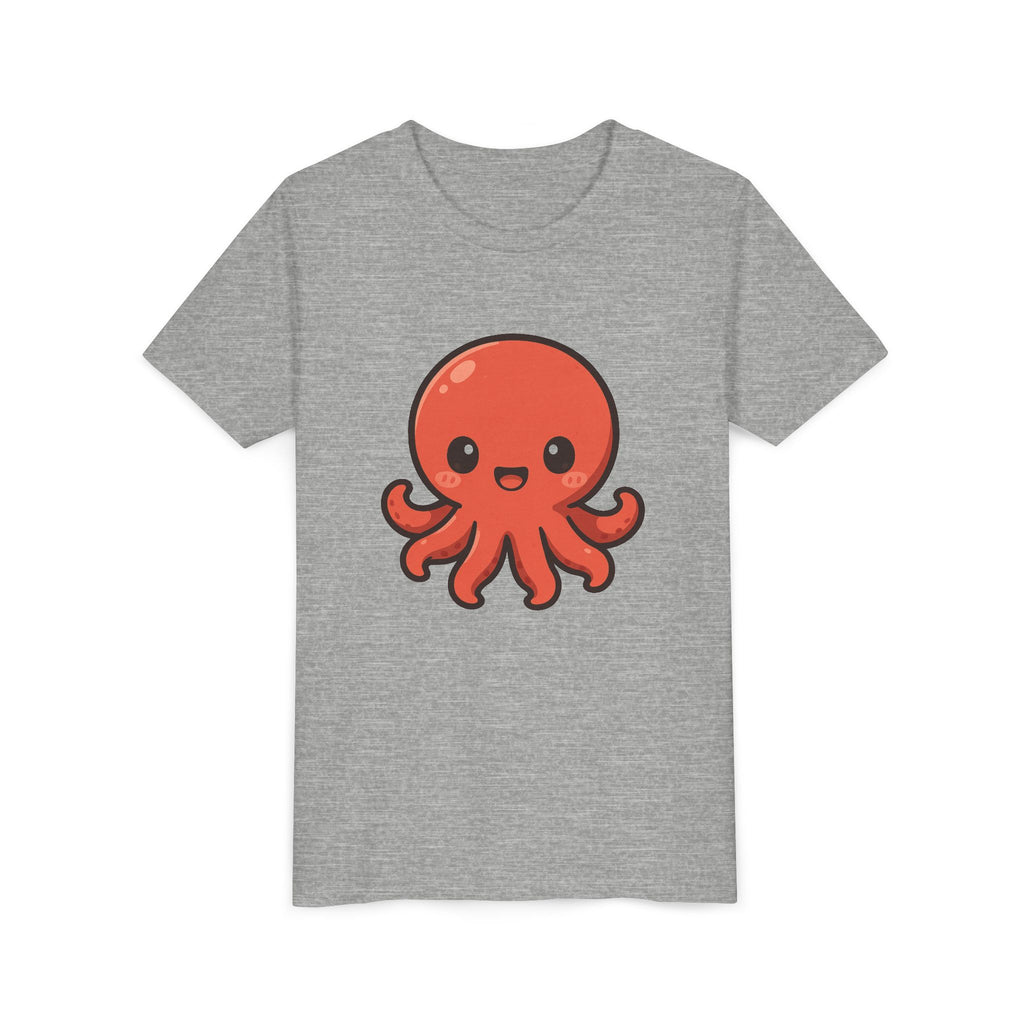 Cute Red Octopus Youth Tee — Kawaii Sea Animal Kids T-Shirt