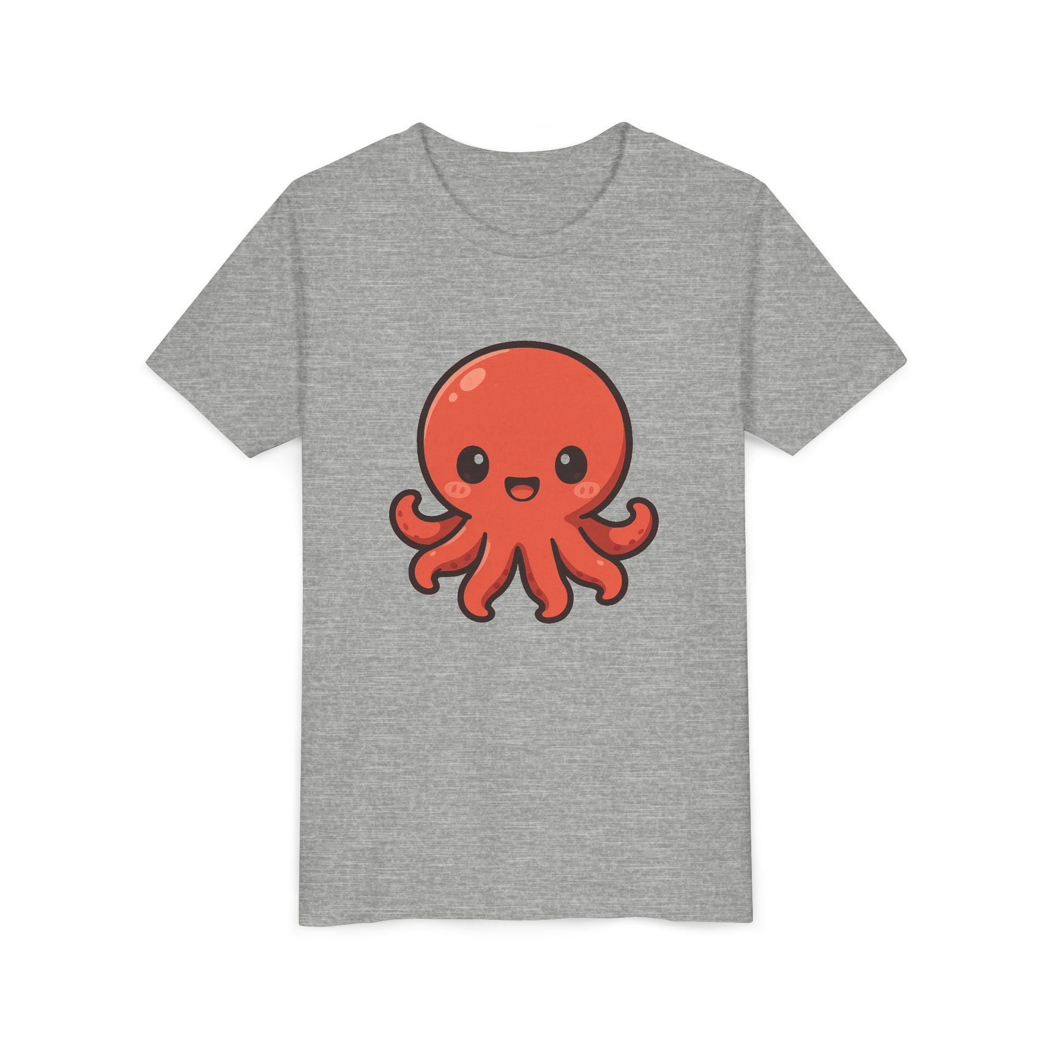 Cute Red Octopus Youth Tee — Kawaii Sea Animal Kids T-Shirt