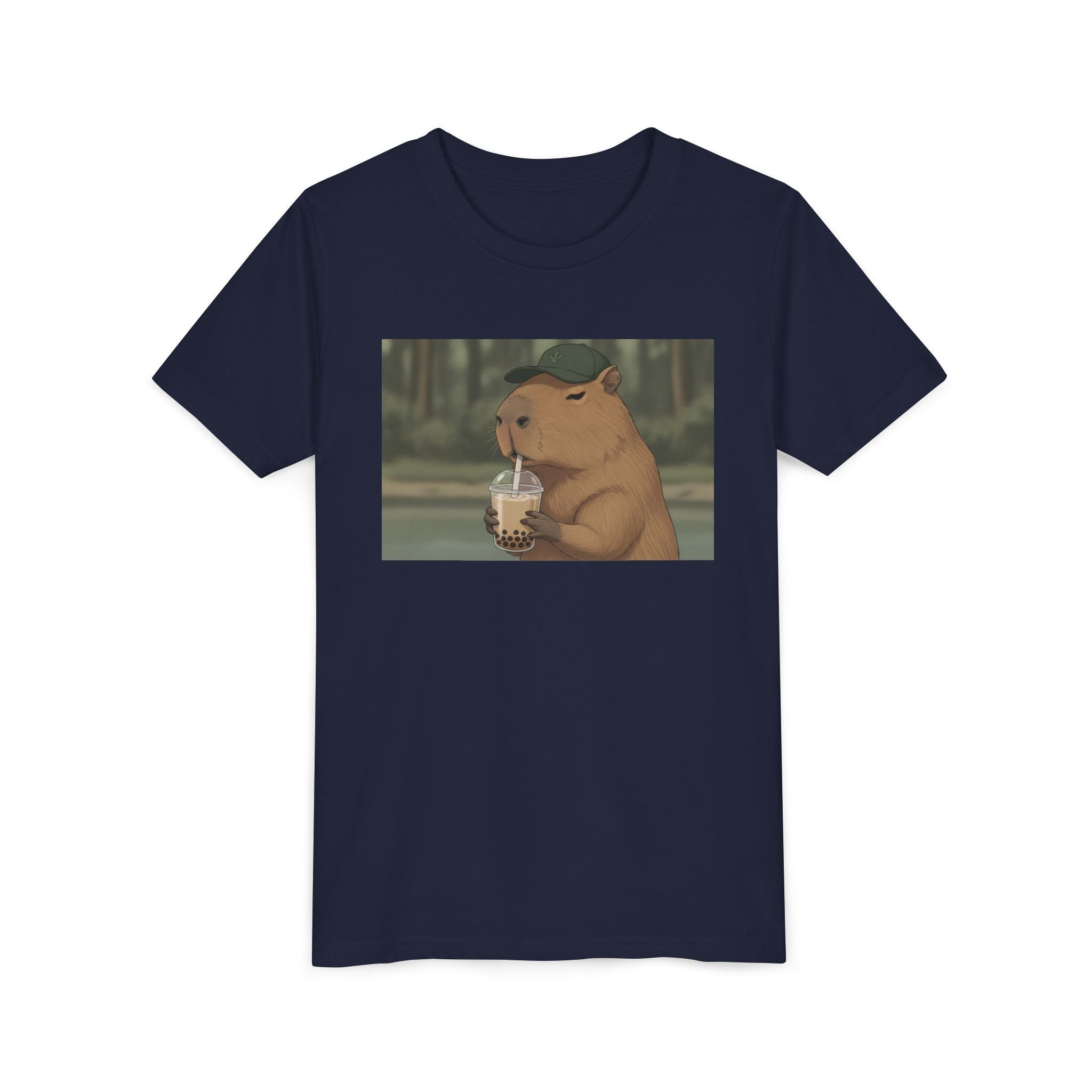 Capybara Drinking Boba Tea Youth Tee — Cute Kawaii Bubble Shirt for Kids - Kids