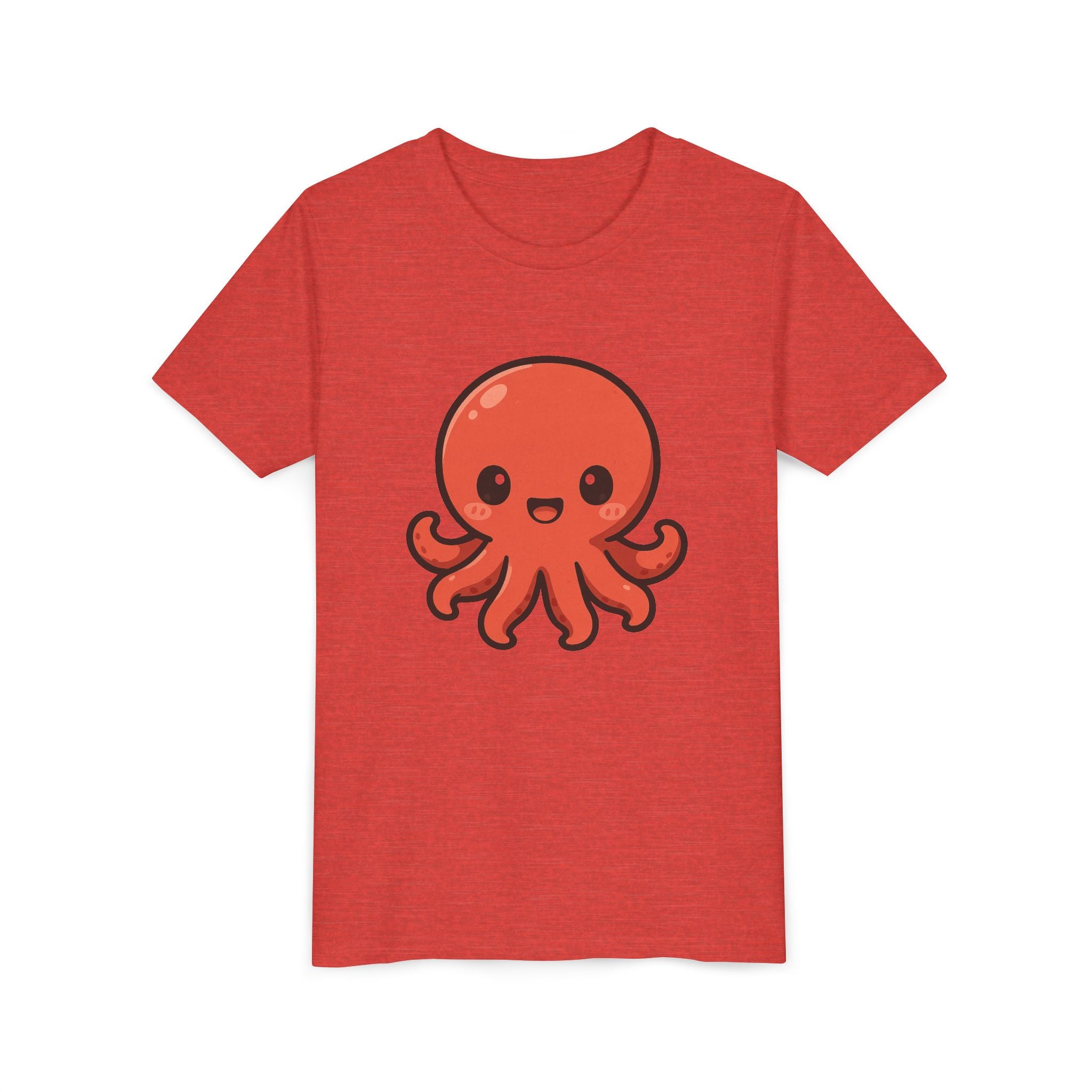Cute Red Octopus Youth Tee — Kawaii Sea Animal Kids T-Shirt