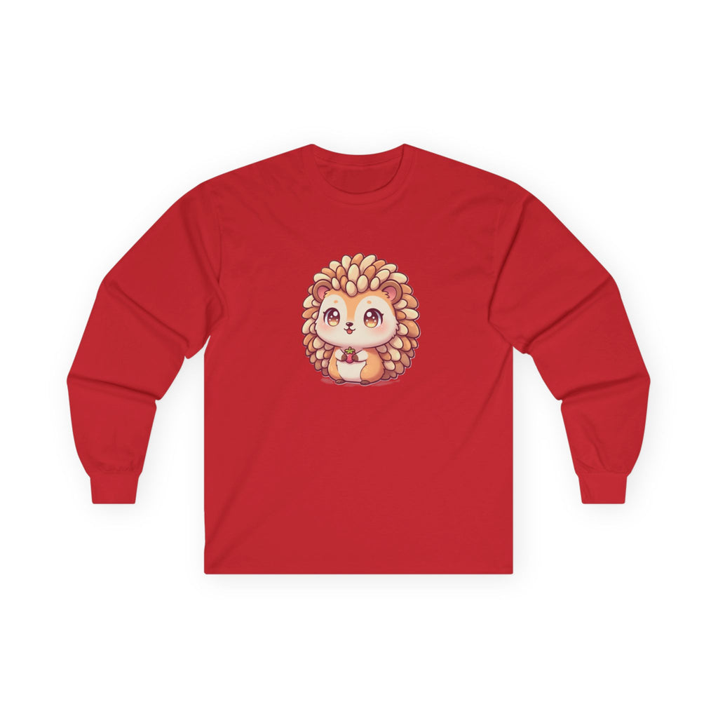 Cute Hedgehog Long Sleeve Tee — Adorable Kawaii Animal Shirt - Adult