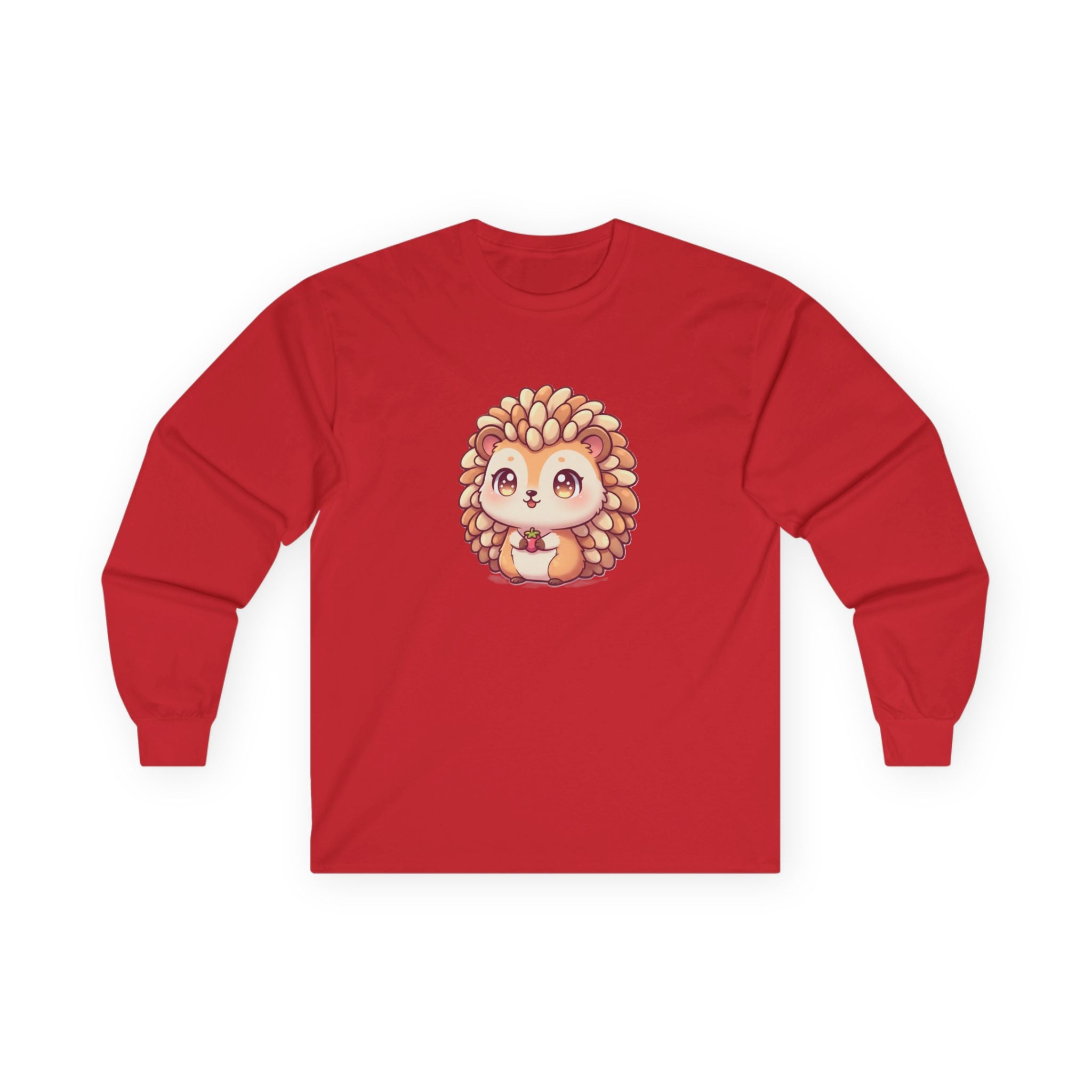 Cute Hedgehog Long Sleeve Tee — Adorable Kawaii Animal Shirt - Adult