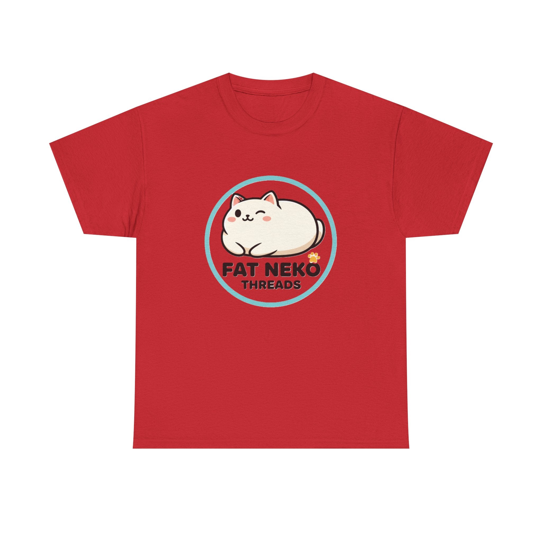 Cute Fat Neko Threads T-Shirt — Kawaii Cat Logo Tee - Adult