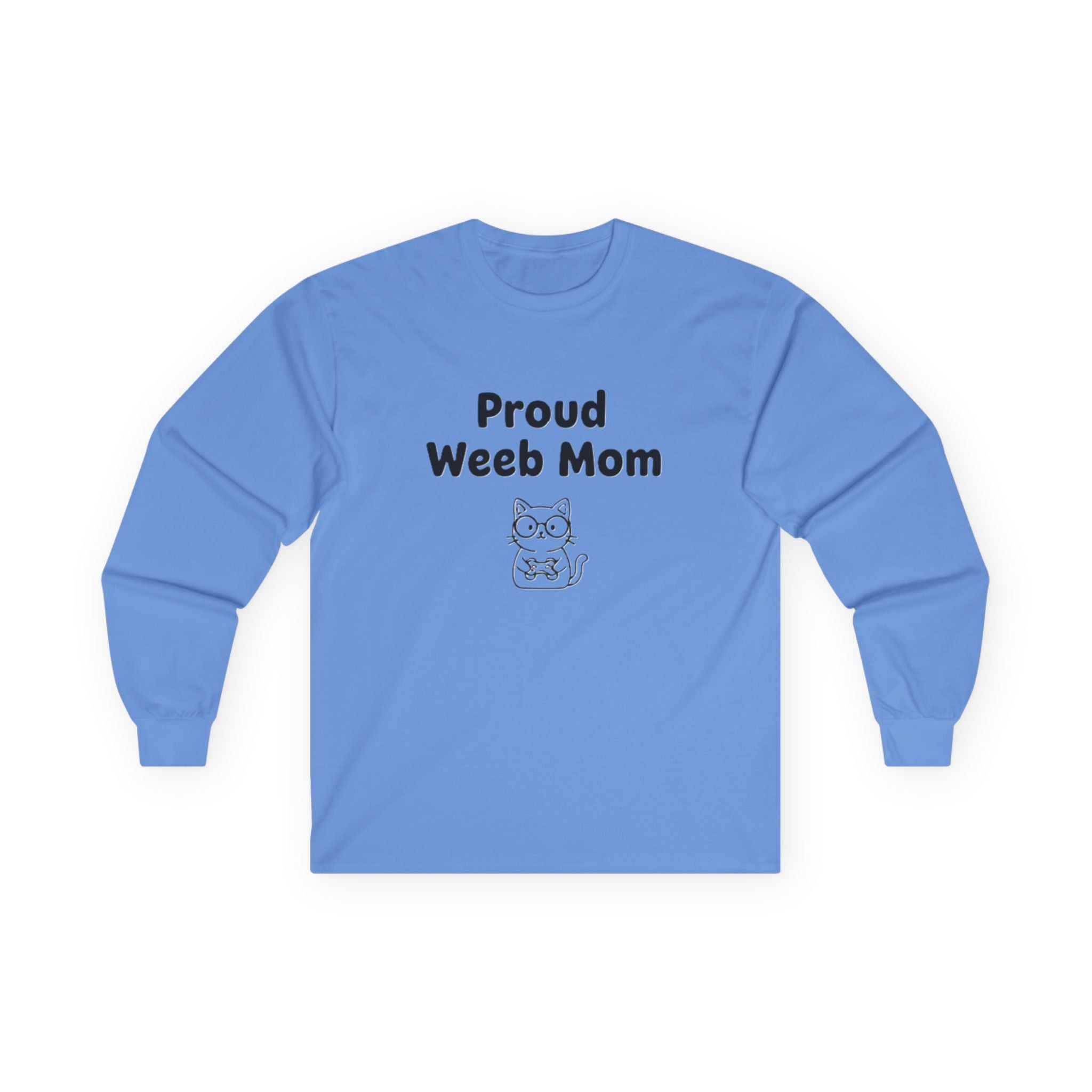 Long Sleeve Tee — "Proud Weeb Mom" Cute Anime Cat Graphic - Adult