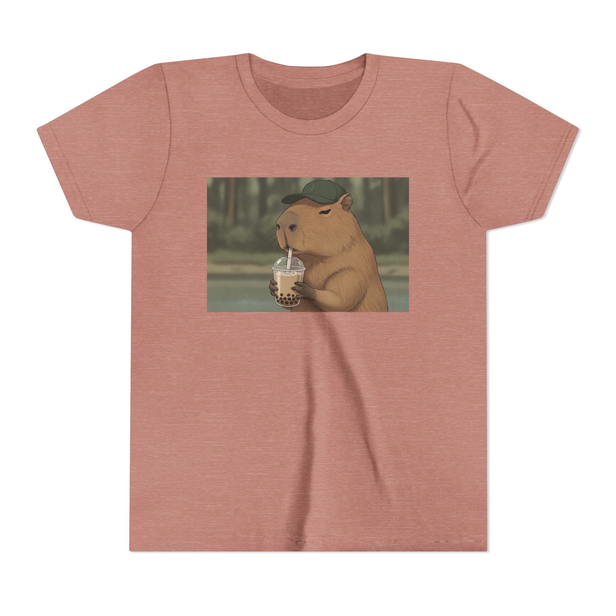 Capybara Drinking Boba Tea Youth Tee — Cute Kawaii Bubble Shirt for Kids - Kids