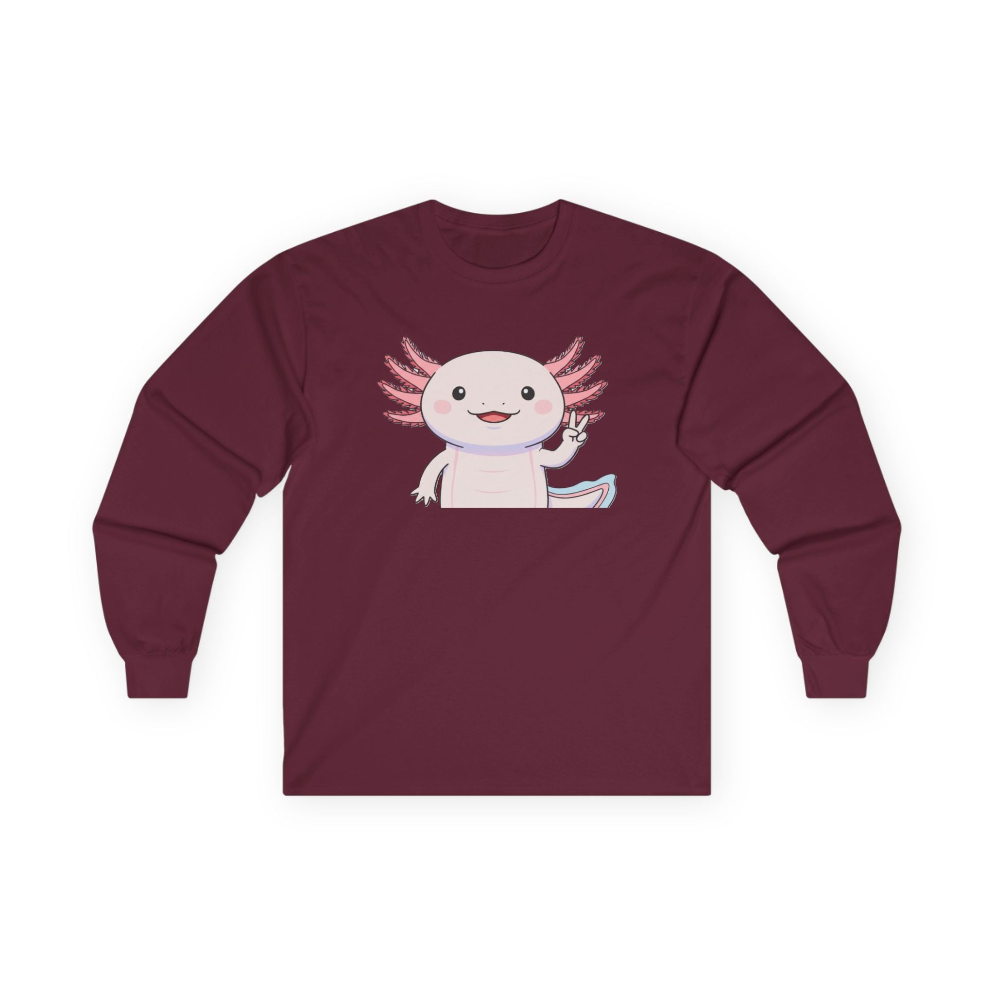 Cute Axolotl Long Sleeve Tee – Pastel Kawaii Salamander Shirt - Adult