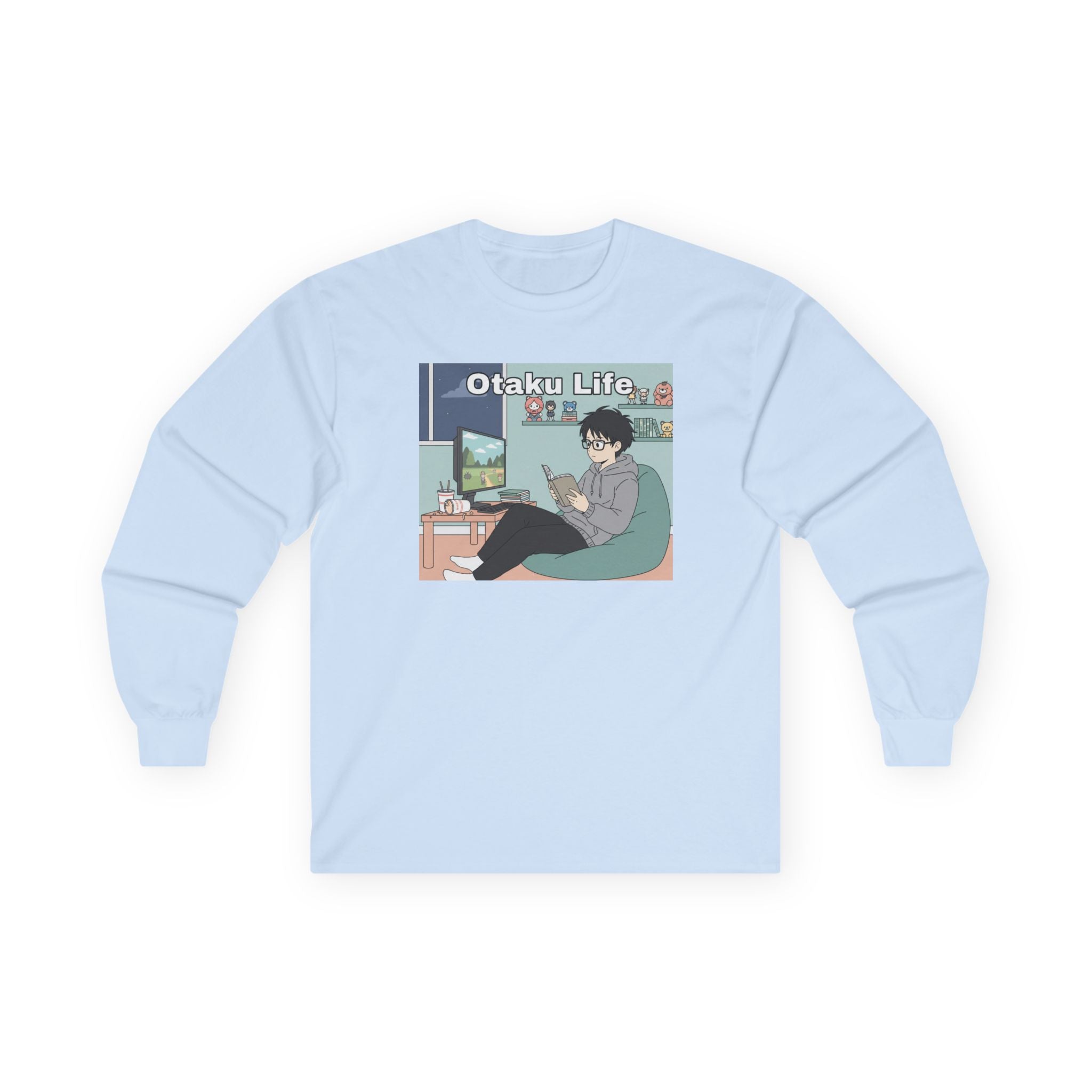 Otaku Life Long Sleeve Tee — Anime Lover Graphic Shirt - Adult