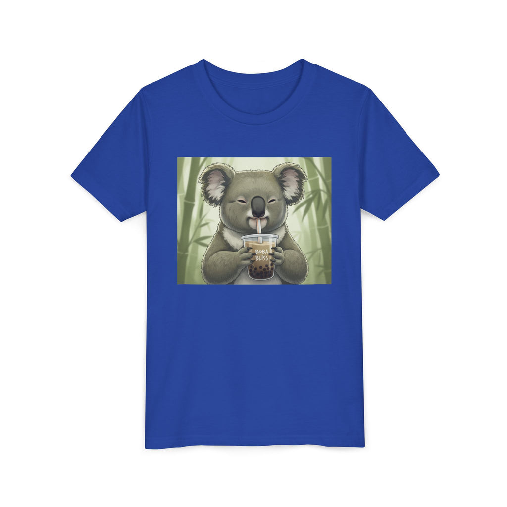 Kids Koala Boba Tea Time T‑Shirt — Cute Koala Drinking Bubble Tea Youth Tee - Kids