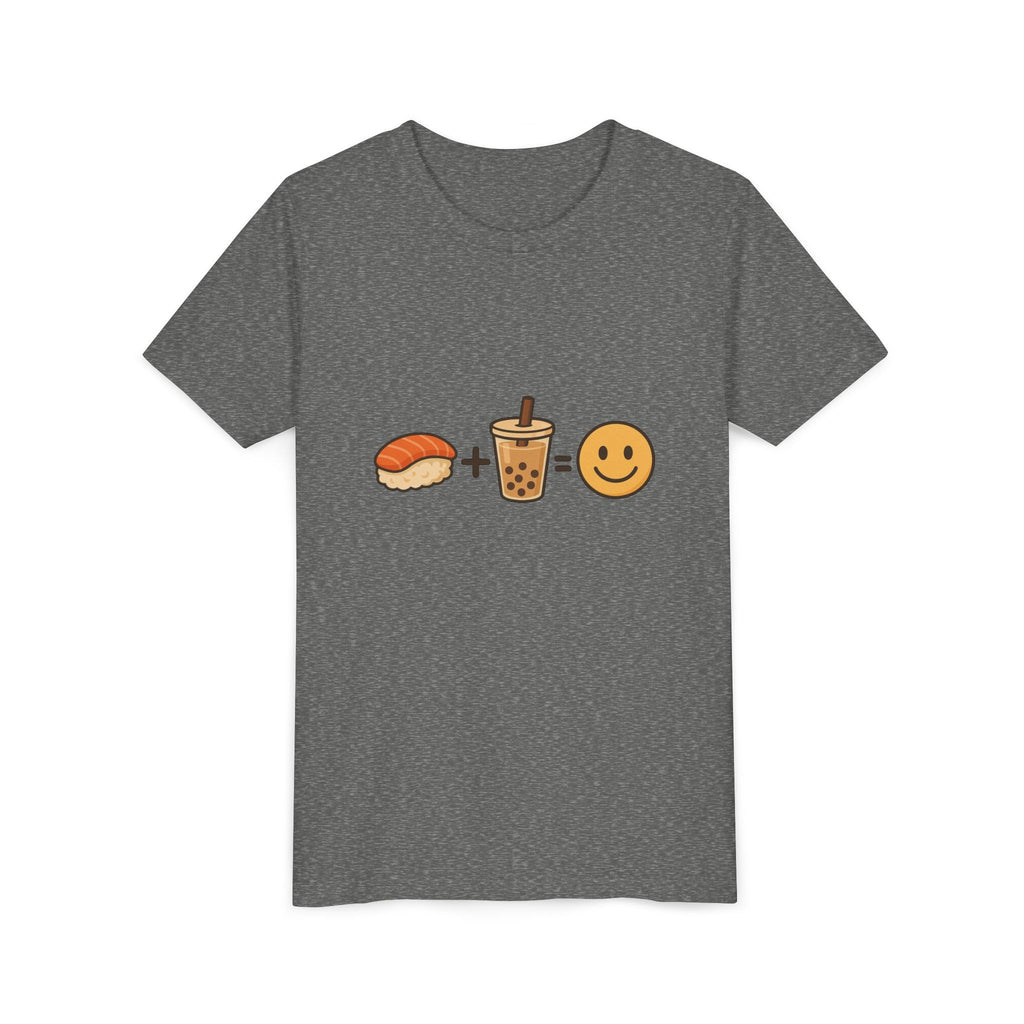 Youth Tee — Sushi + Bubble Tea = Happy Emoji Kids Shirt