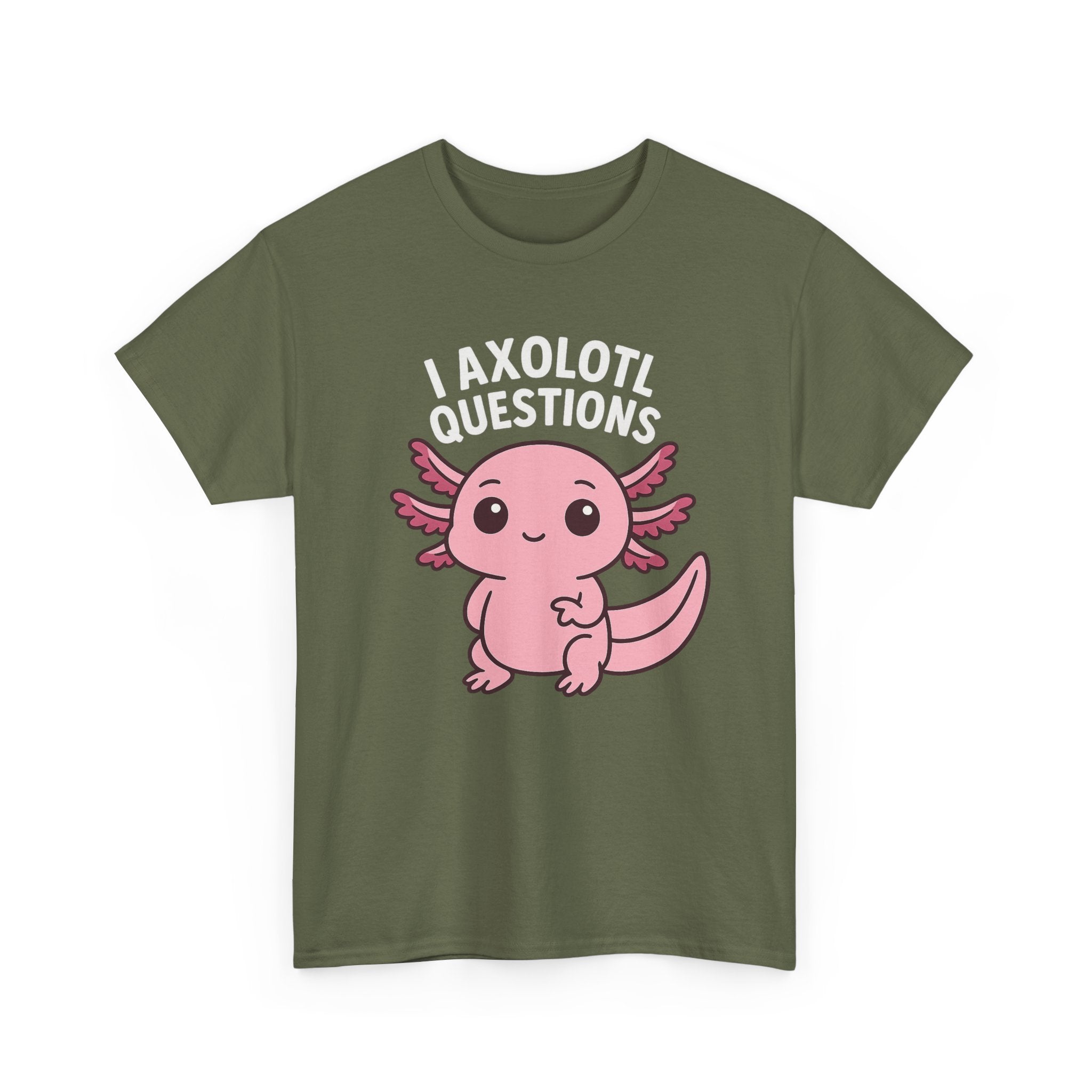 Axolotl Cute Tee — "I Axolotl Questions" Funny Pink Axolotl Graphic T-Shirt - Adult