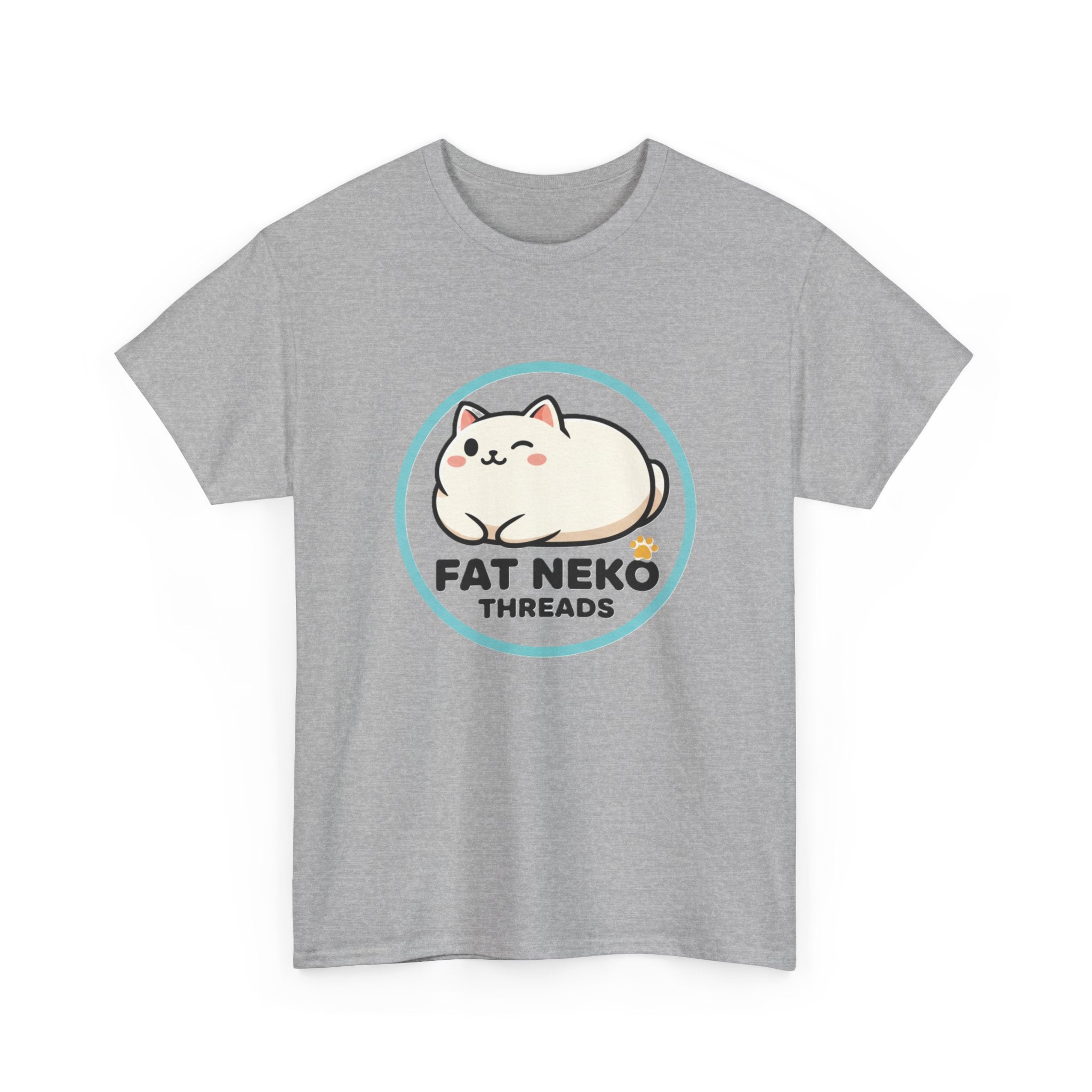 Cute Fat Neko Threads T-Shirt — Kawaii Cat Logo Tee - Adult