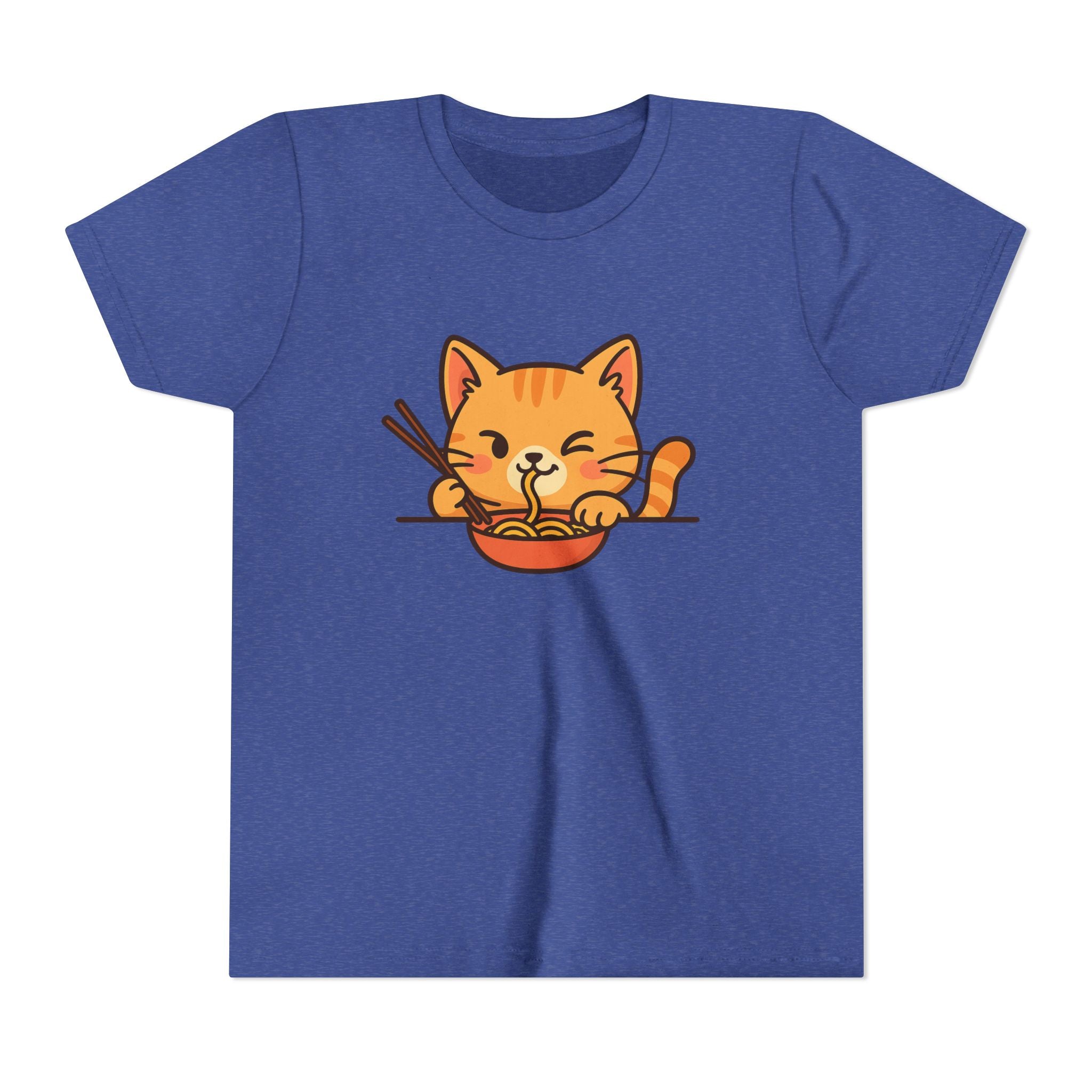 Kids Cat Eating Ramen T-Shirt – Cute Anime Noodle Kitty Youth Tee - Kids