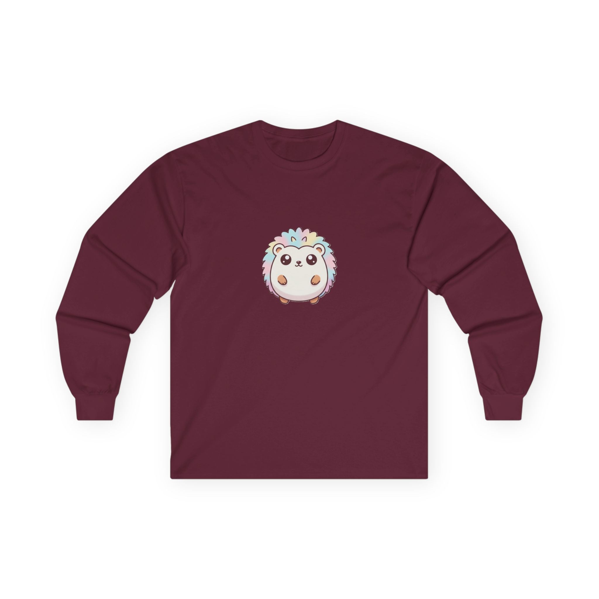 Cute Pastel Hedgehog Long Sleeve Tee — Kawaii Animal Shirt - Adult