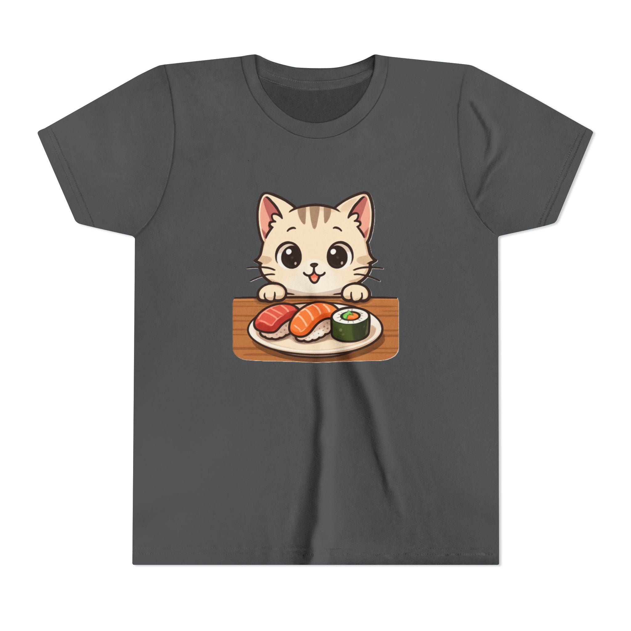 Kids Sushi Cat T-Shirt — Cute Kitty Eating Sushi Youth Tee