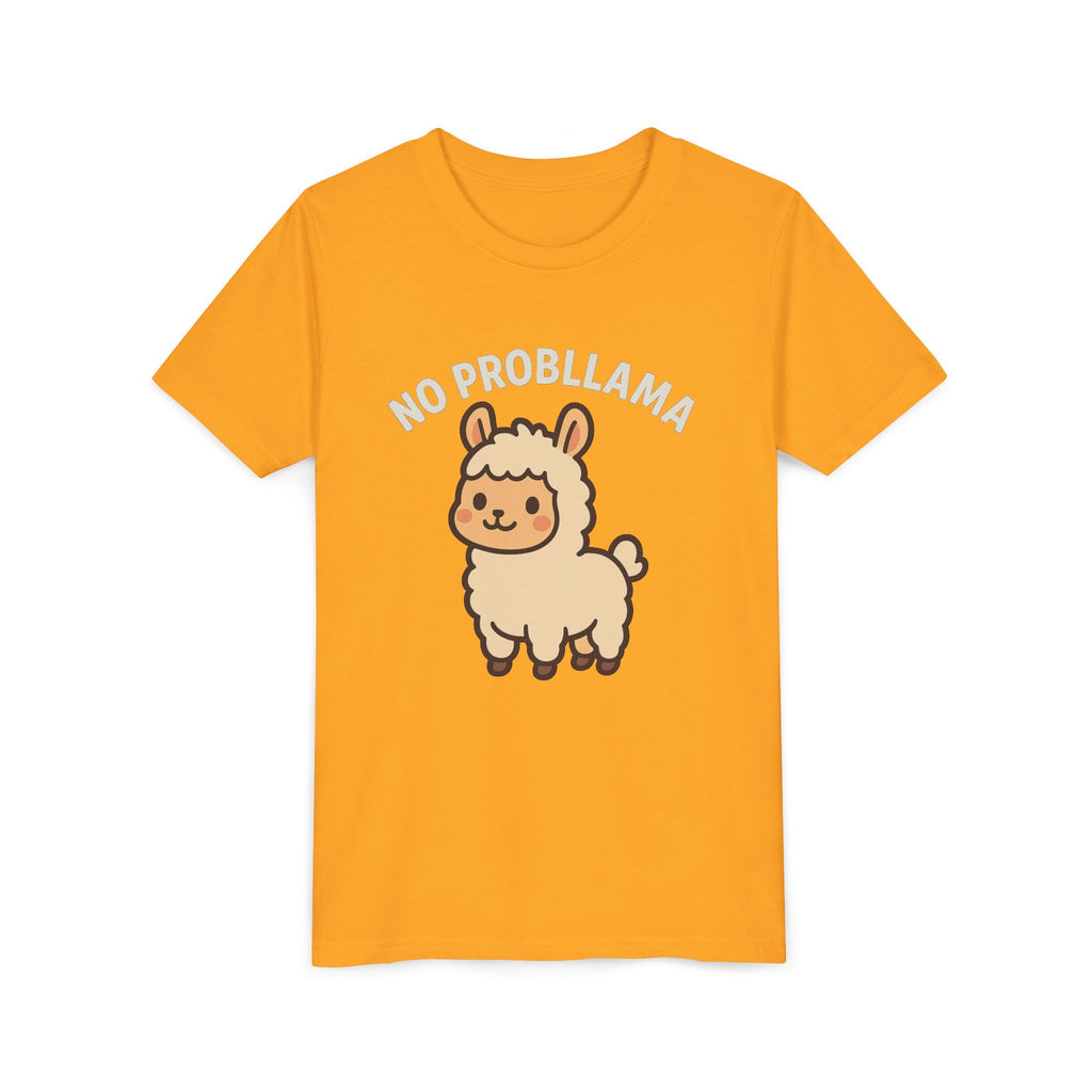 No Probllama Youth Tee – Cute Llama Kids Short Sleeve Shirt