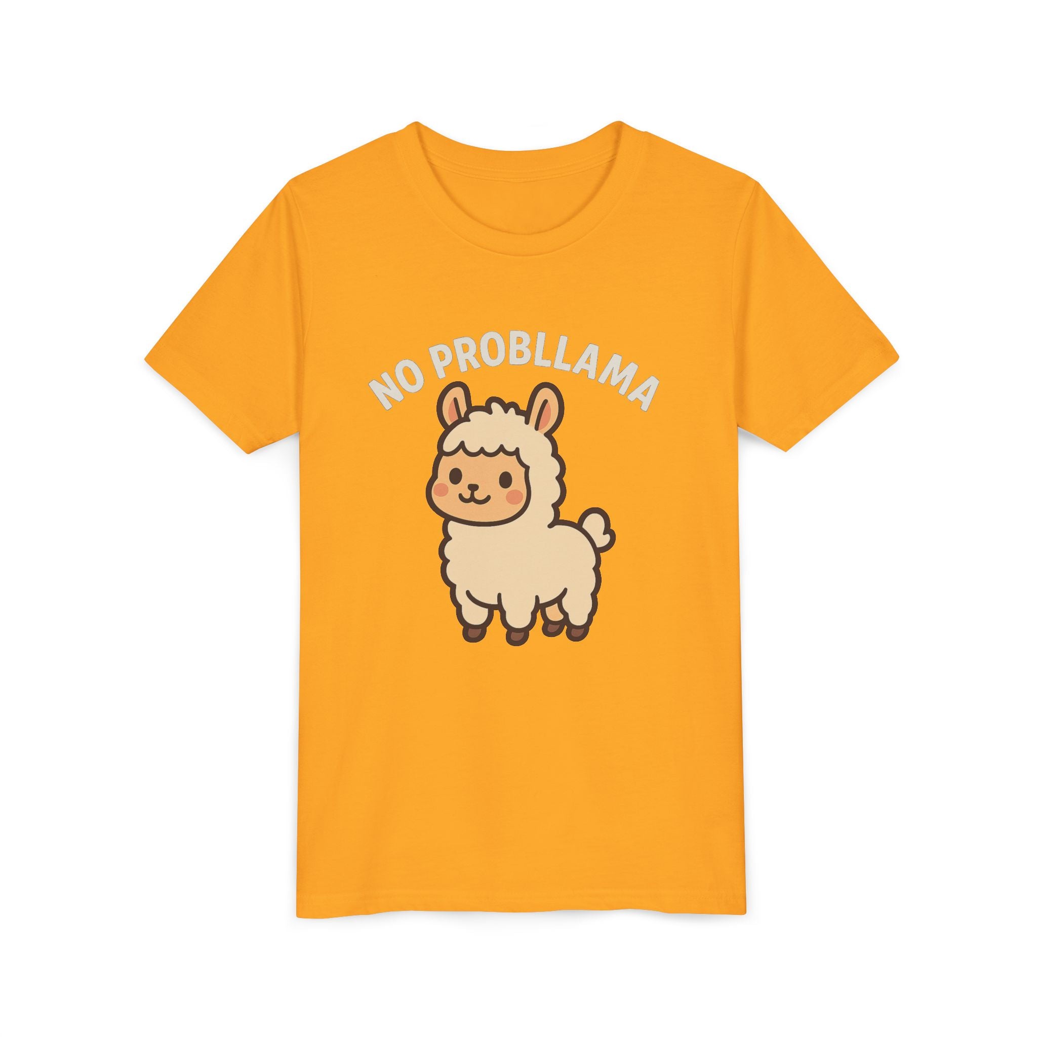 No Probllama Youth Tee – Cute Llama Kids Short Sleeve Shirt