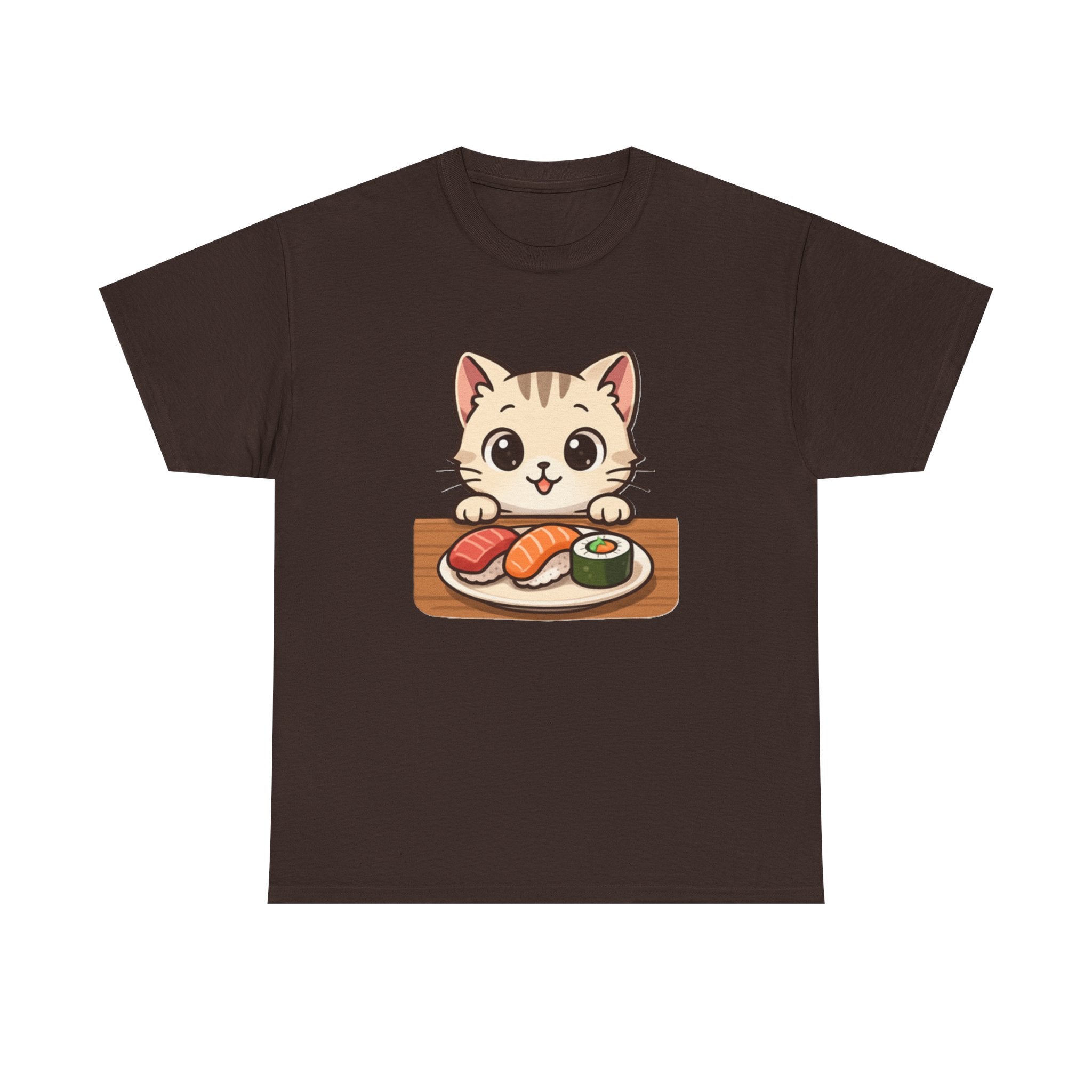 Cat & Sushi T-Shirt — Cute Kawaii Kitty with Sushi Graphic - Adult