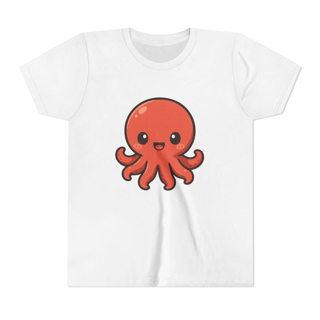 Cute Red Octopus Youth Tee — Kawaii Sea Animal Kids T-Shirt