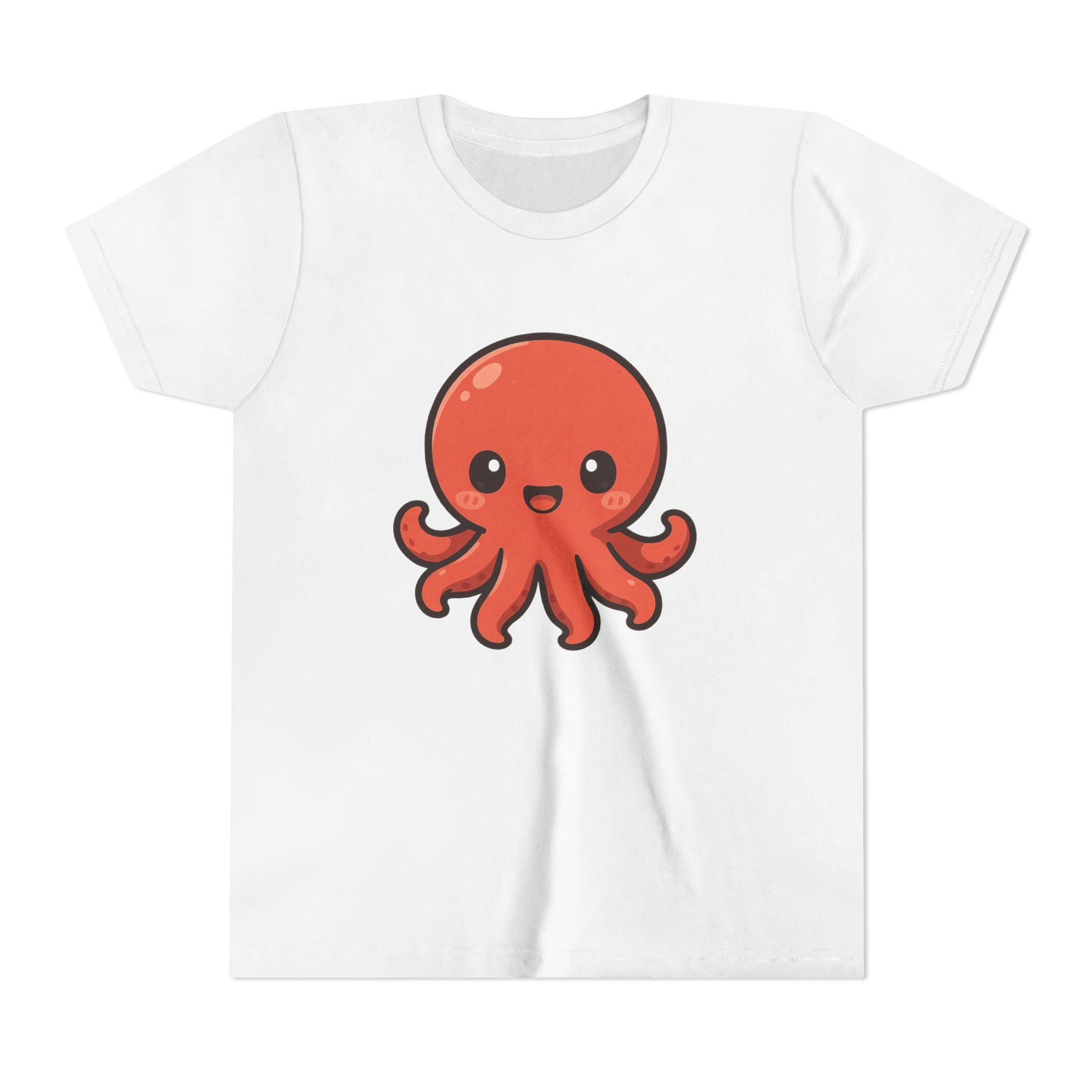 Cute Red Octopus Youth Tee — Kawaii Sea Animal Kids T-Shirt