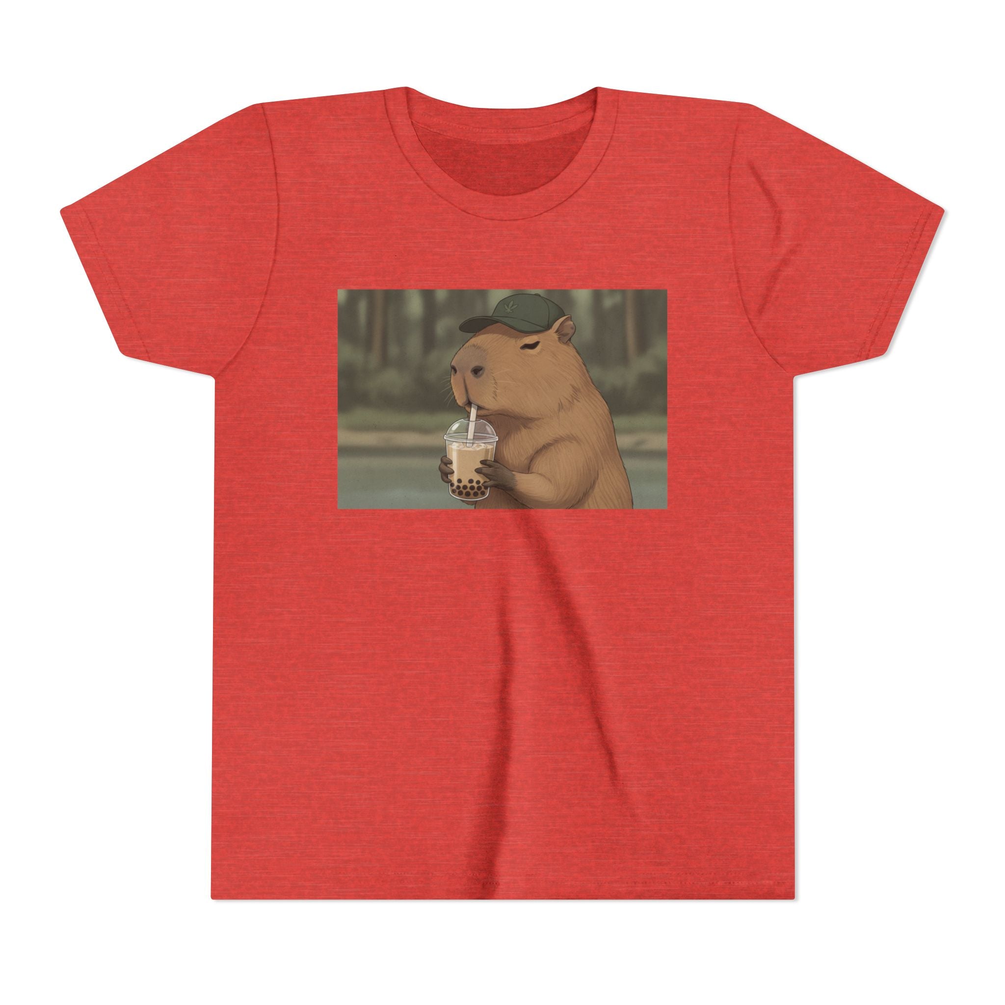 Capybara Drinking Boba Tea Youth Tee — Cute Kawaii Bubble Shirt for Kids - Kids