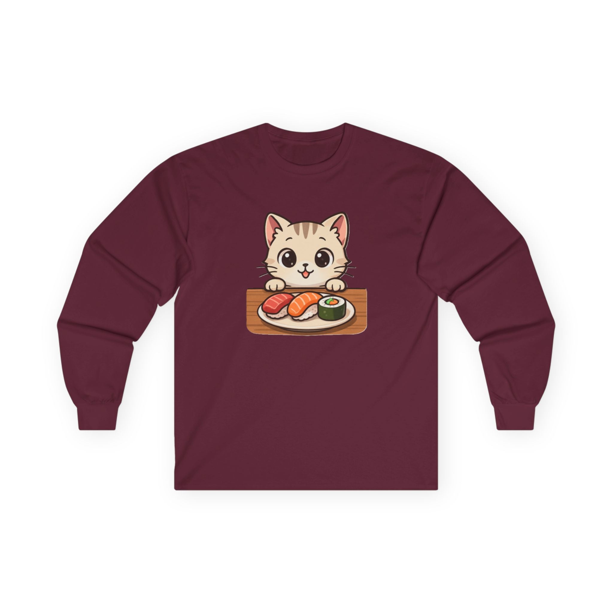Cat Sushi Lover Long Sleeve Tee - Adult