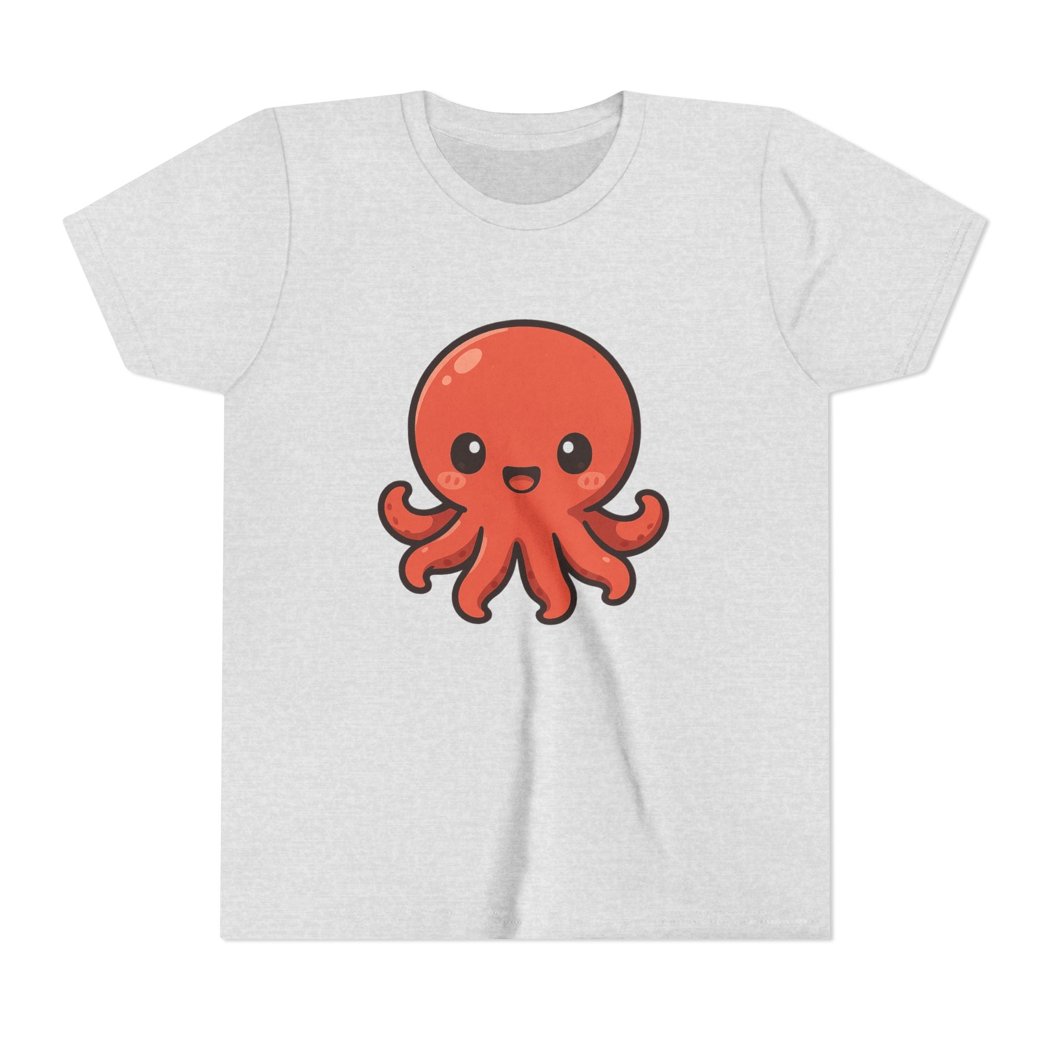 Cute Red Octopus Youth Tee — Kawaii Sea Animal Kids T-Shirt