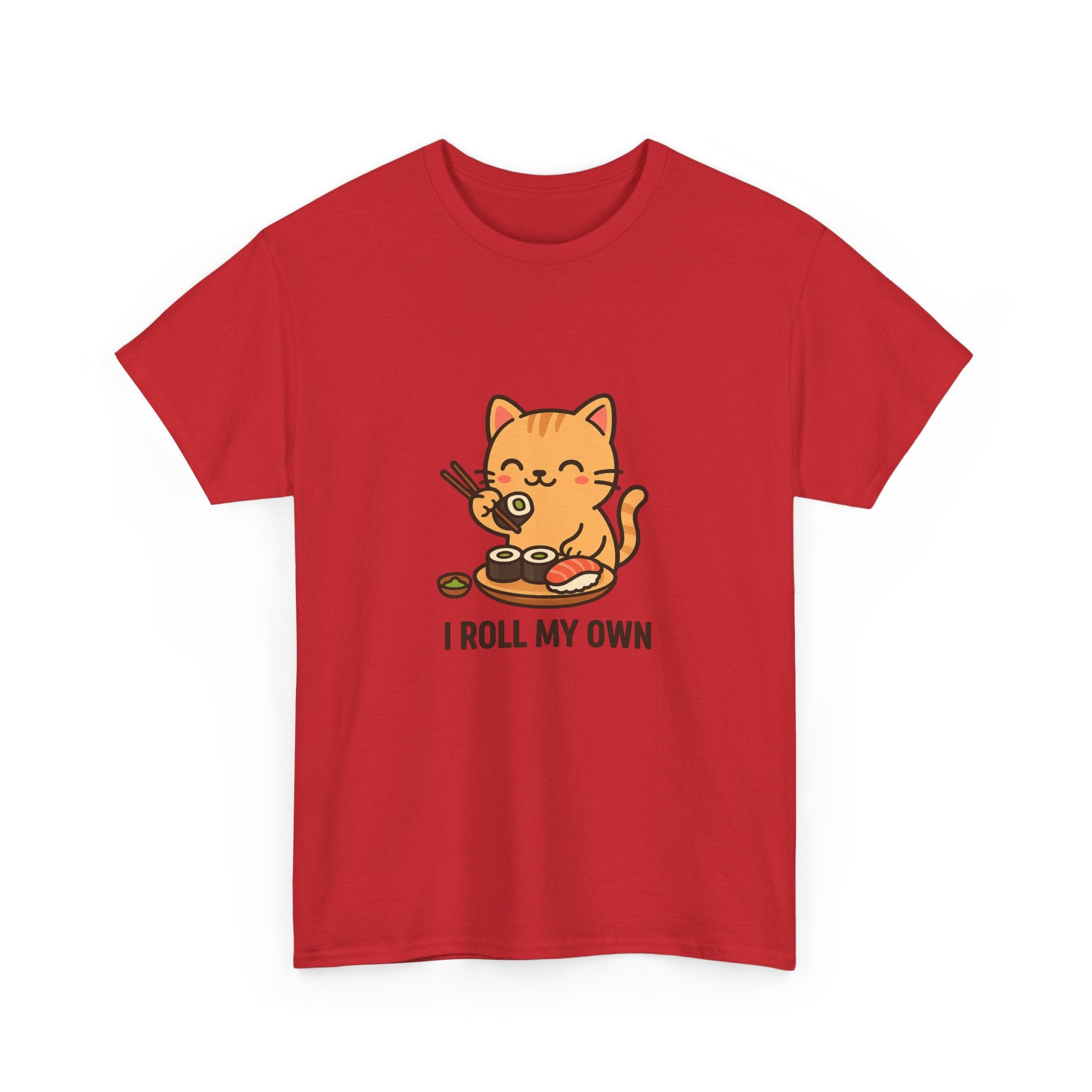 Cat Sushi T-Shirt — Cute 'I Roll My Own' Kawaii Sushi Cat Tee - Adult