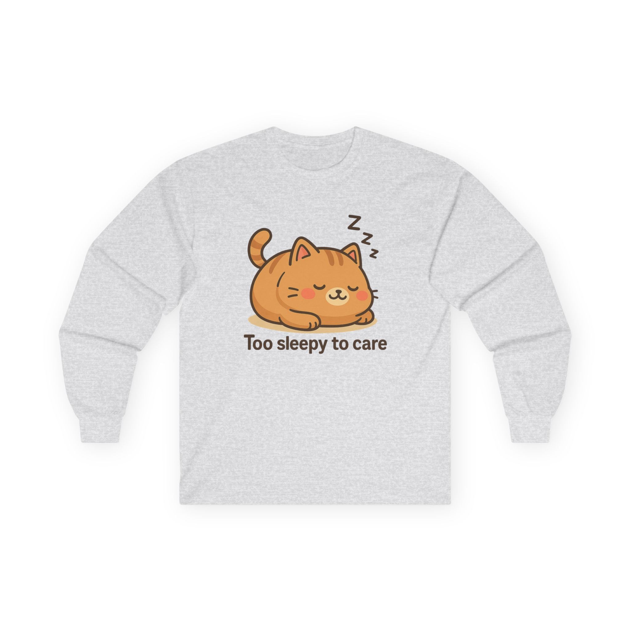 Too Sleepy to Care Cat Long Sleeve Tee - Adult