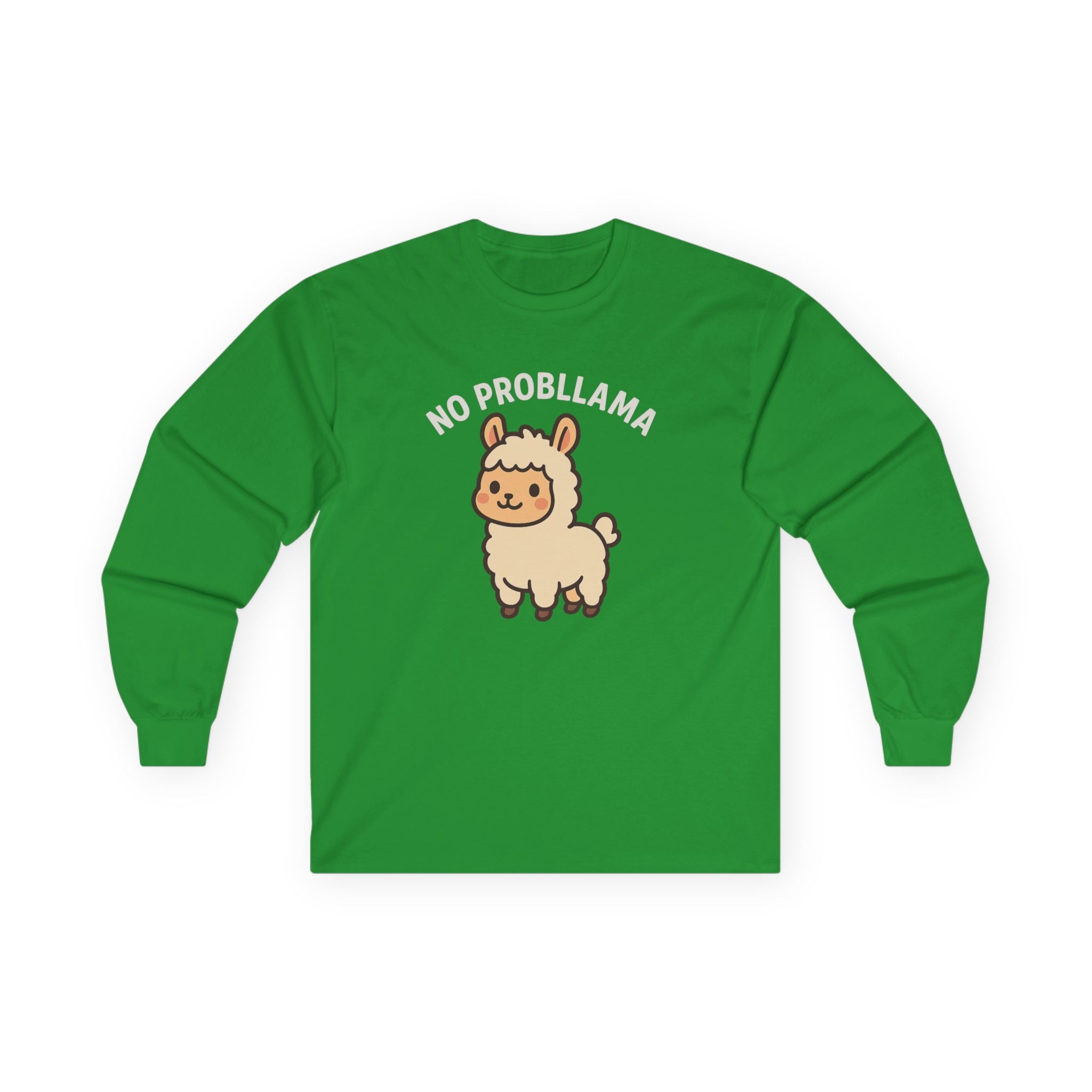 No Probllama Cute Llama Long Sleeve Tee - Adult