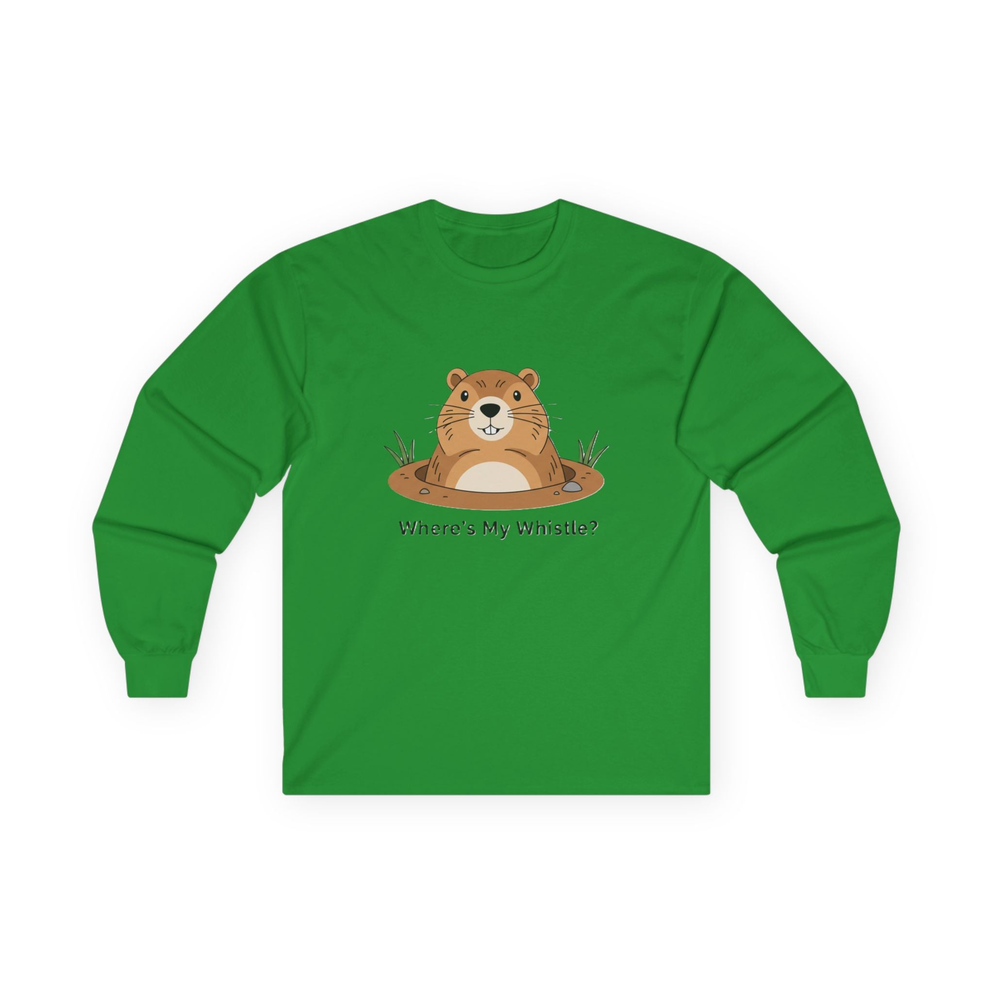 Groundhog 'Where's My Whistle?' Long Sleeve Whistle Pig Tee - Adult