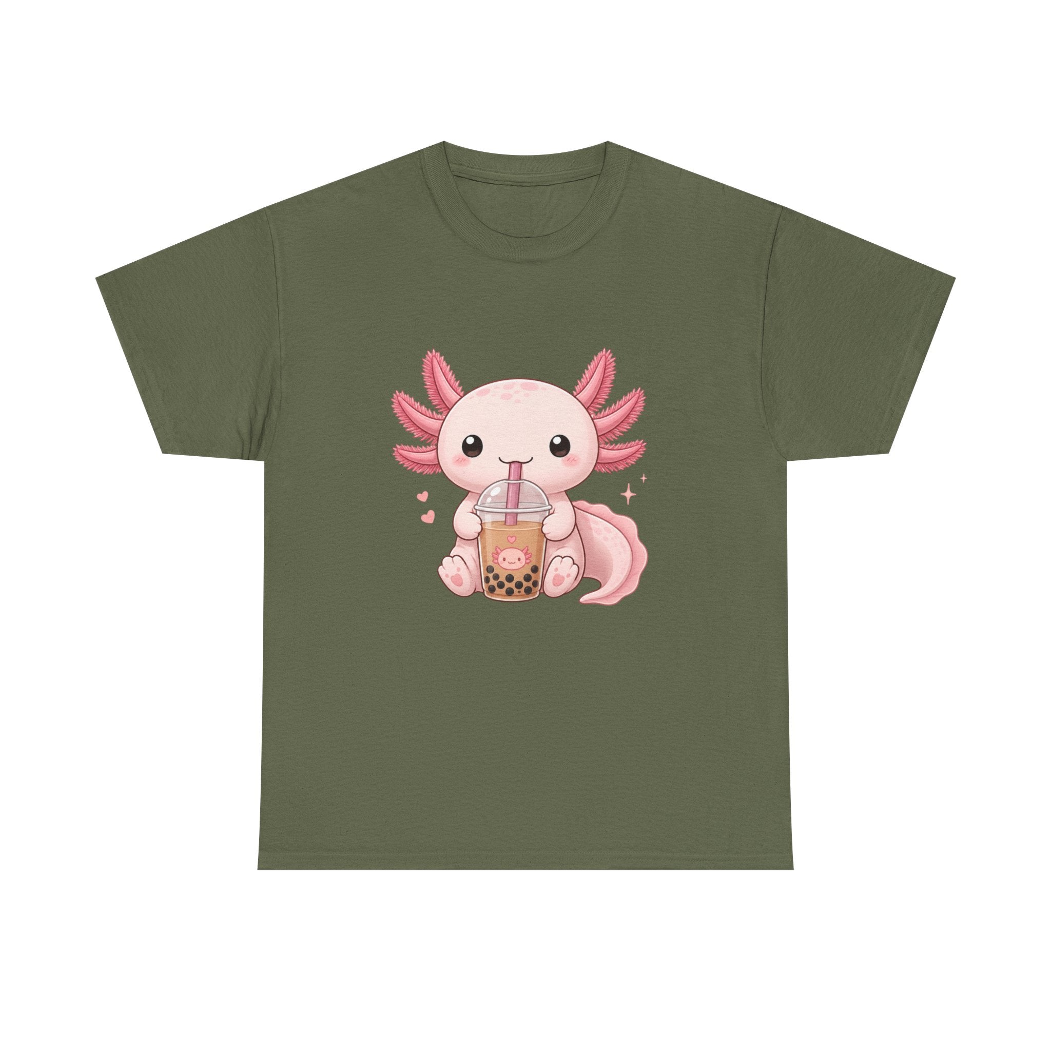 Axolotl Drinking Bubble Tea T-Shirt — Cute Kawaii Boba Tee - Adult