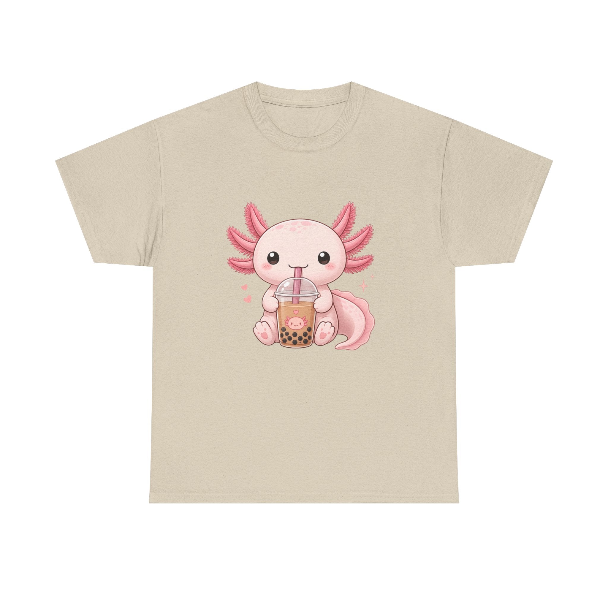 Axolotl Drinking Bubble Tea T-Shirt — Cute Kawaii Boba Tee - Adult