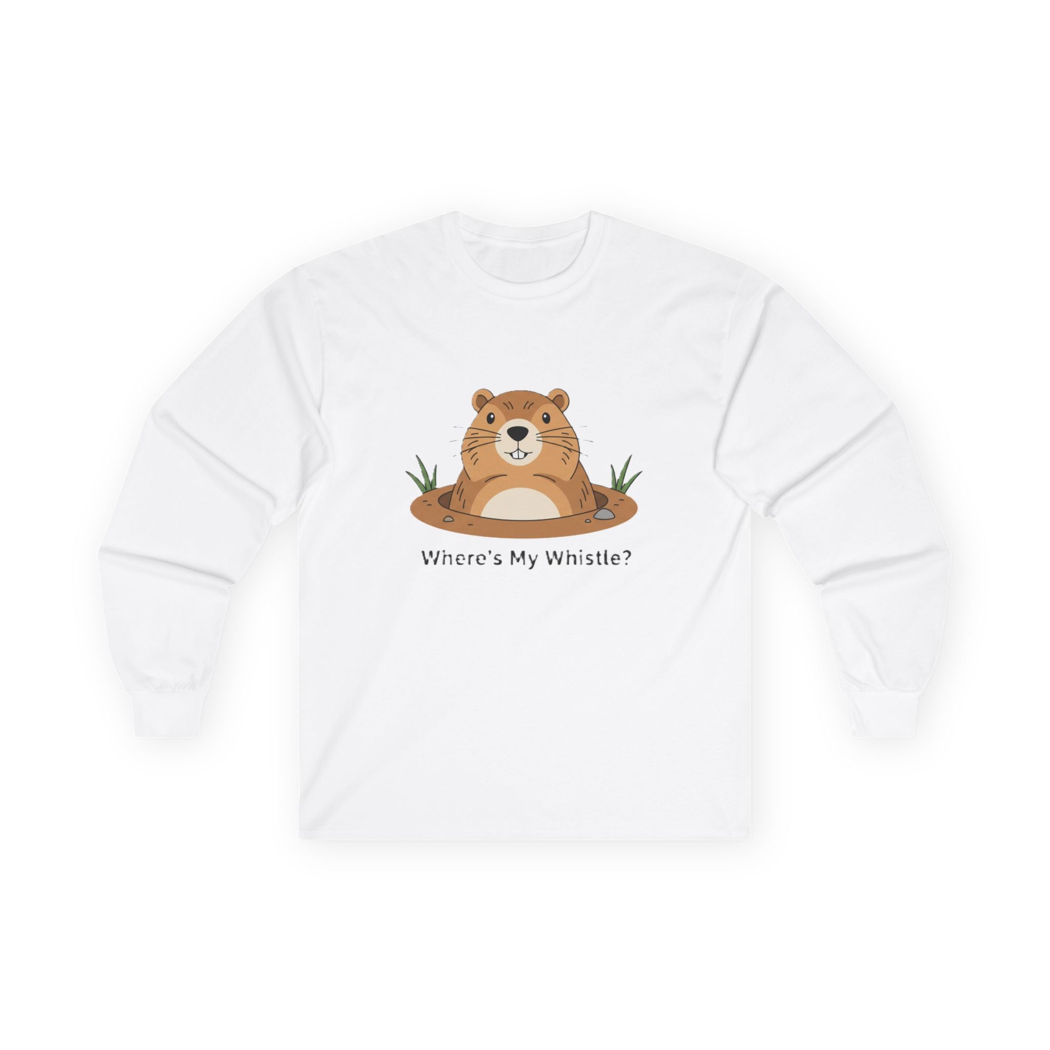 Groundhog 'Where's My Whistle?' Long Sleeve Whistle Pig Tee - Adult